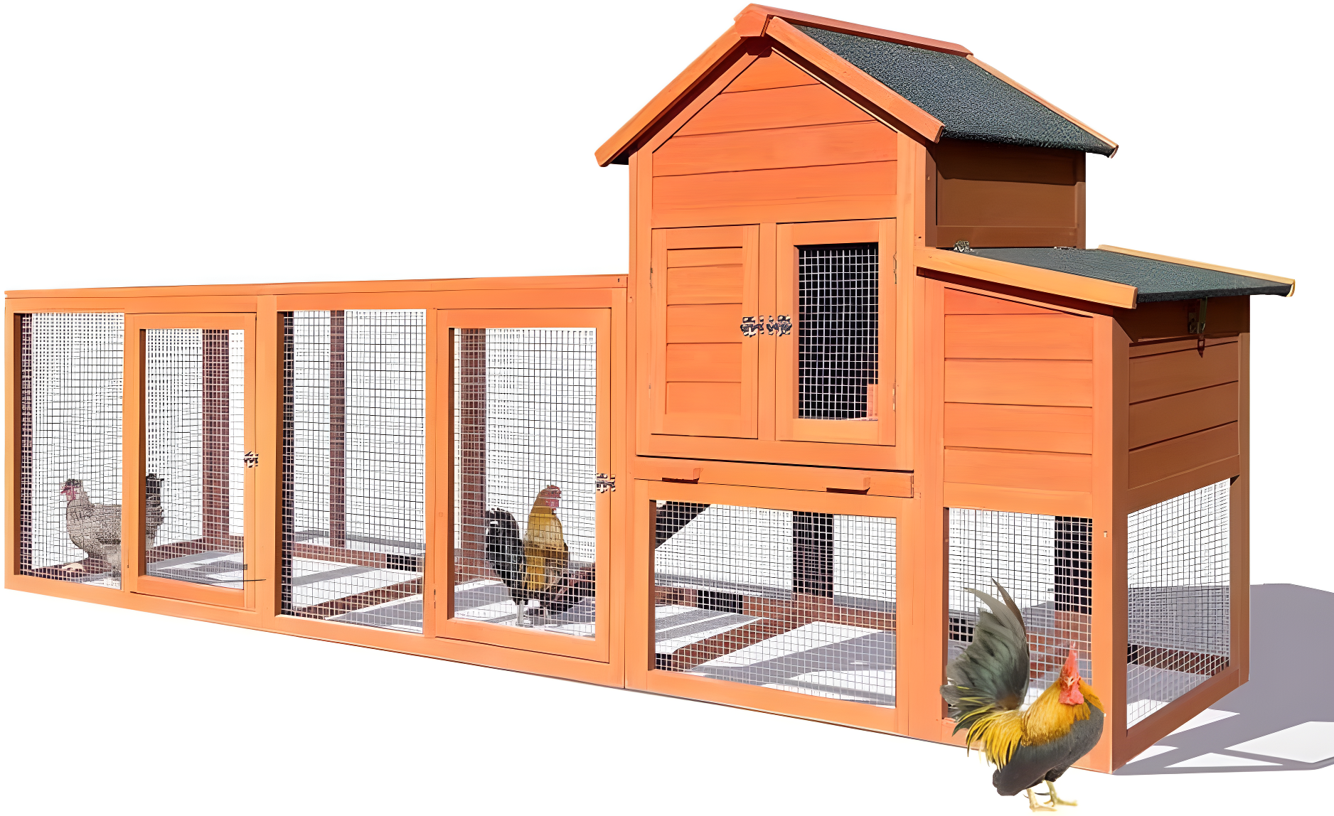 Outdoor Large Chicken Coop,Hen Run House Chicken Coops for 4-6 Chickens with Ventilation Door,Removable Tray and Ramp Garden