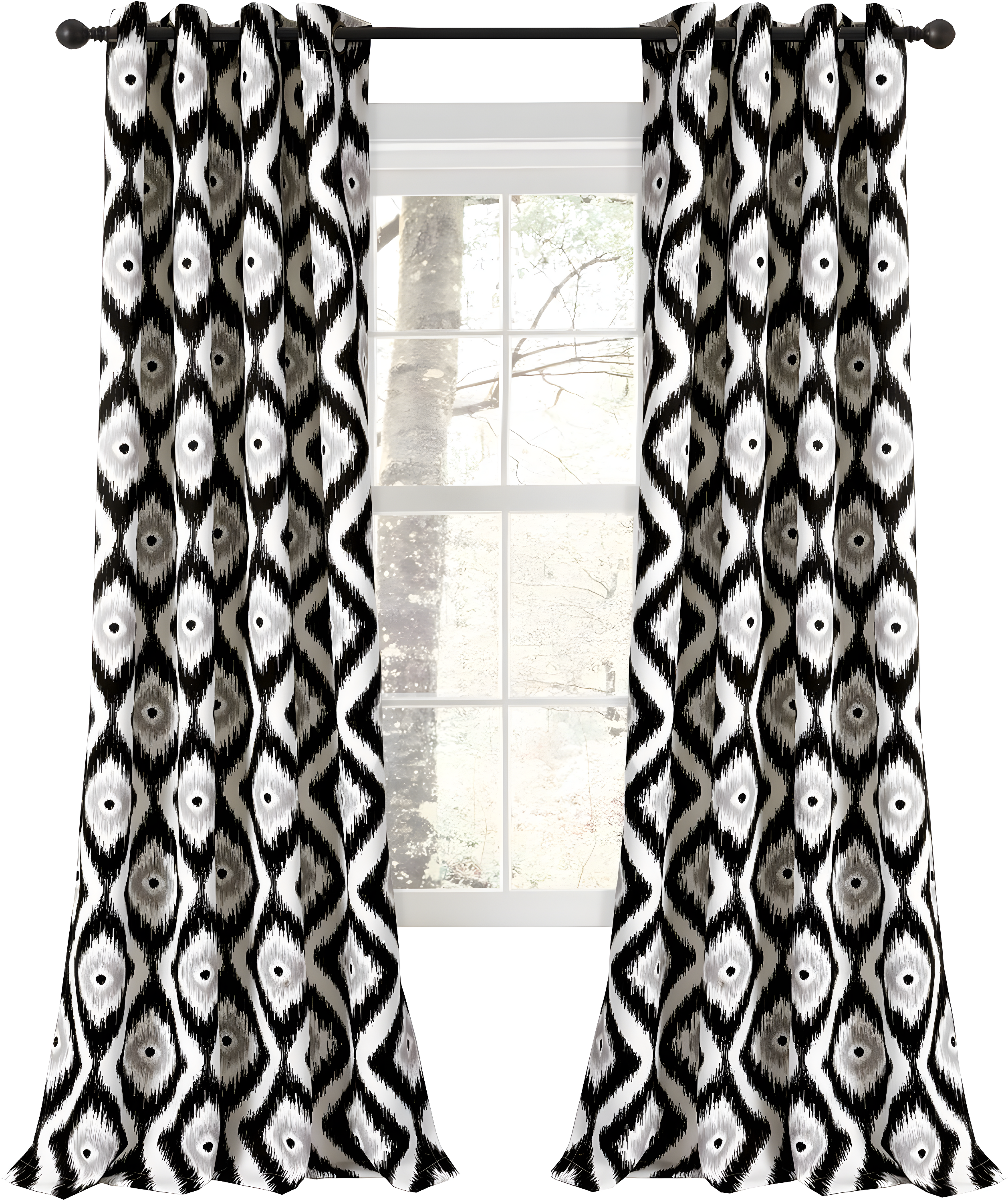 Lush Decor Diamond Ikat Polyester Semi Sheer Curtain Pair (Set of 2)