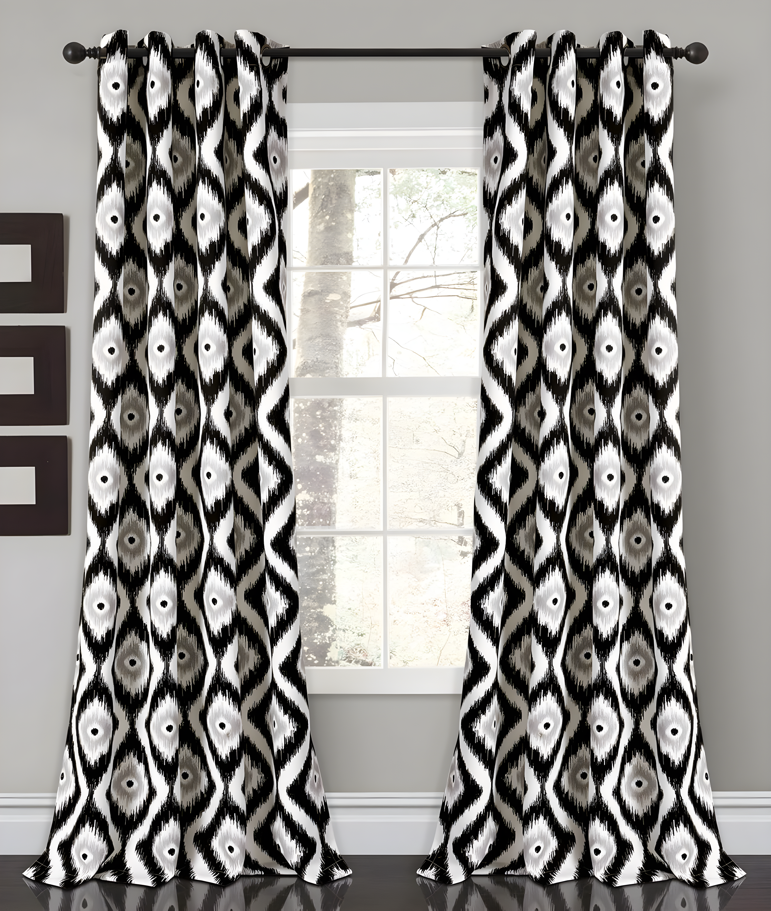Lush Decor Diamond Ikat Polyester Semi Sheer Curtain Pair (Set of 2)