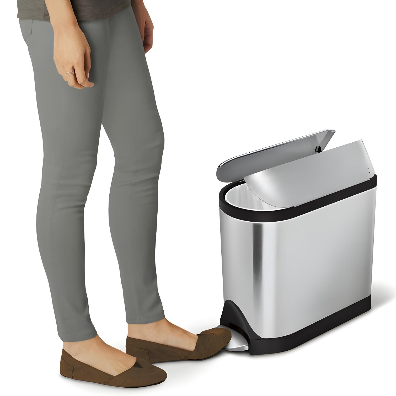 simplehuman ® Brushed Metal Butterfly Trash Can
