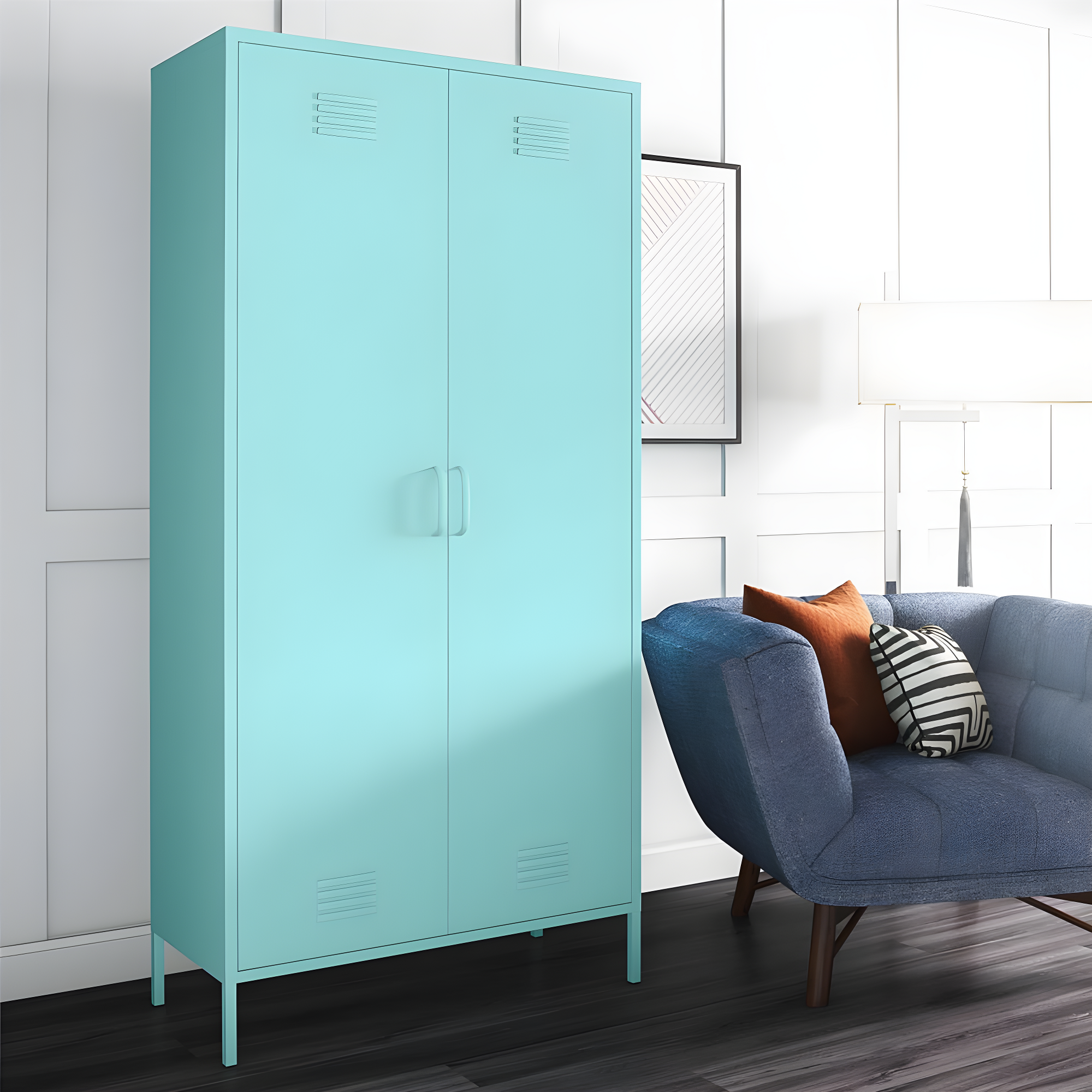 Cache 2 Door Tall Metal Locker Style Storage Cabinet