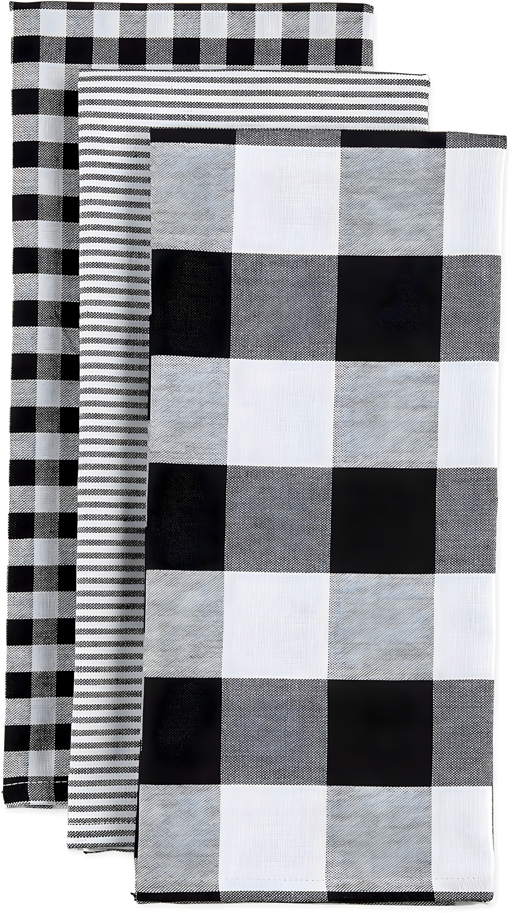 Design Imports  Dishtowel Set Gingham/Buffalo Check 3 Piece, 20X30", Black