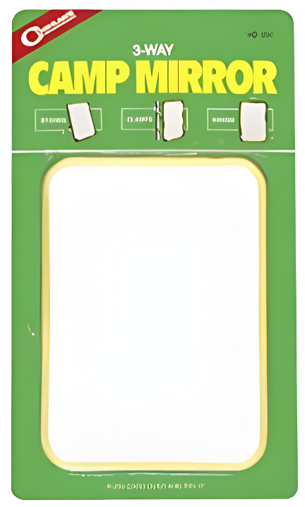 Coghlan's 3-Way Camp Mirror, Colorful Plastic, Clamps w/ Hook Signal Survival