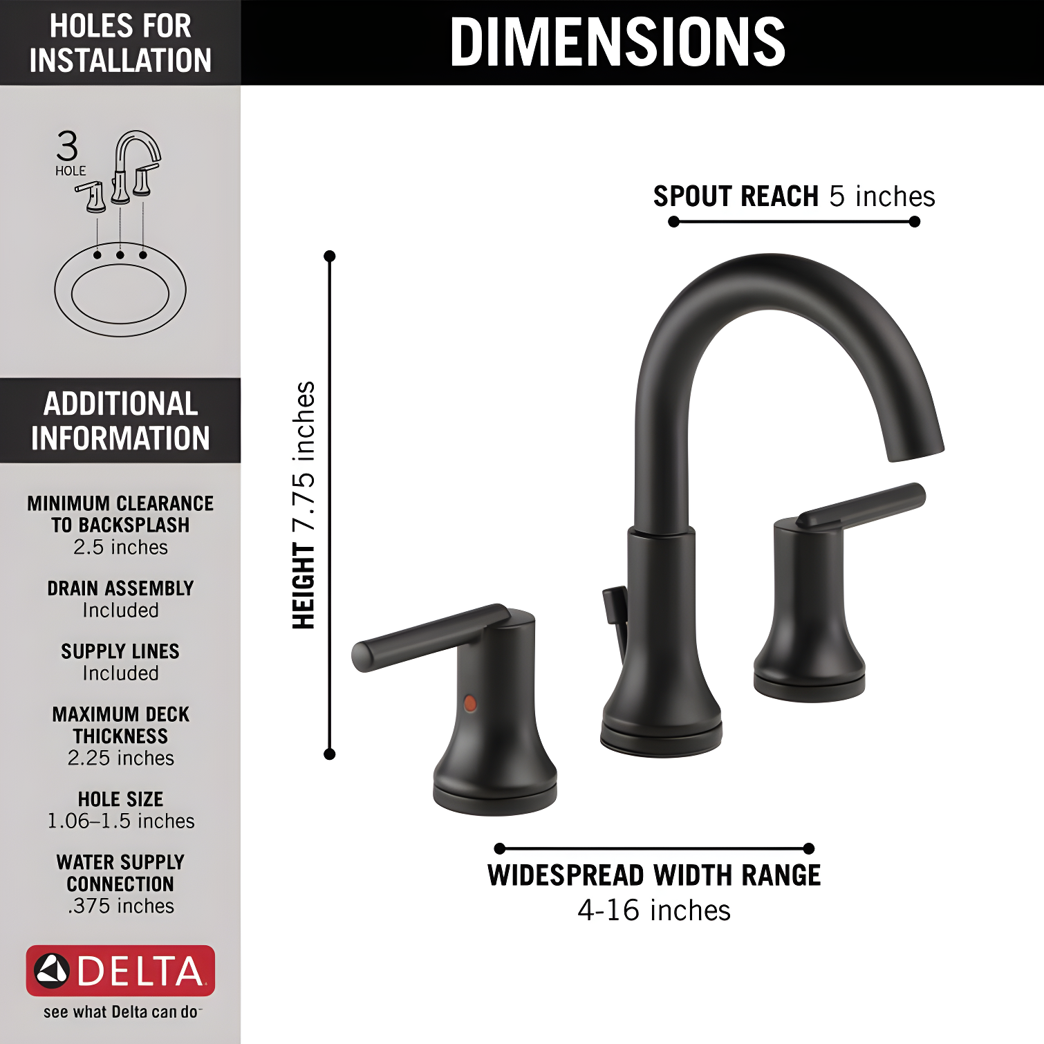 Trinsic Widespread Bathroom Faucet 3 Hole, 2-handle Bathroom Sink Faucet with Drain Assembly