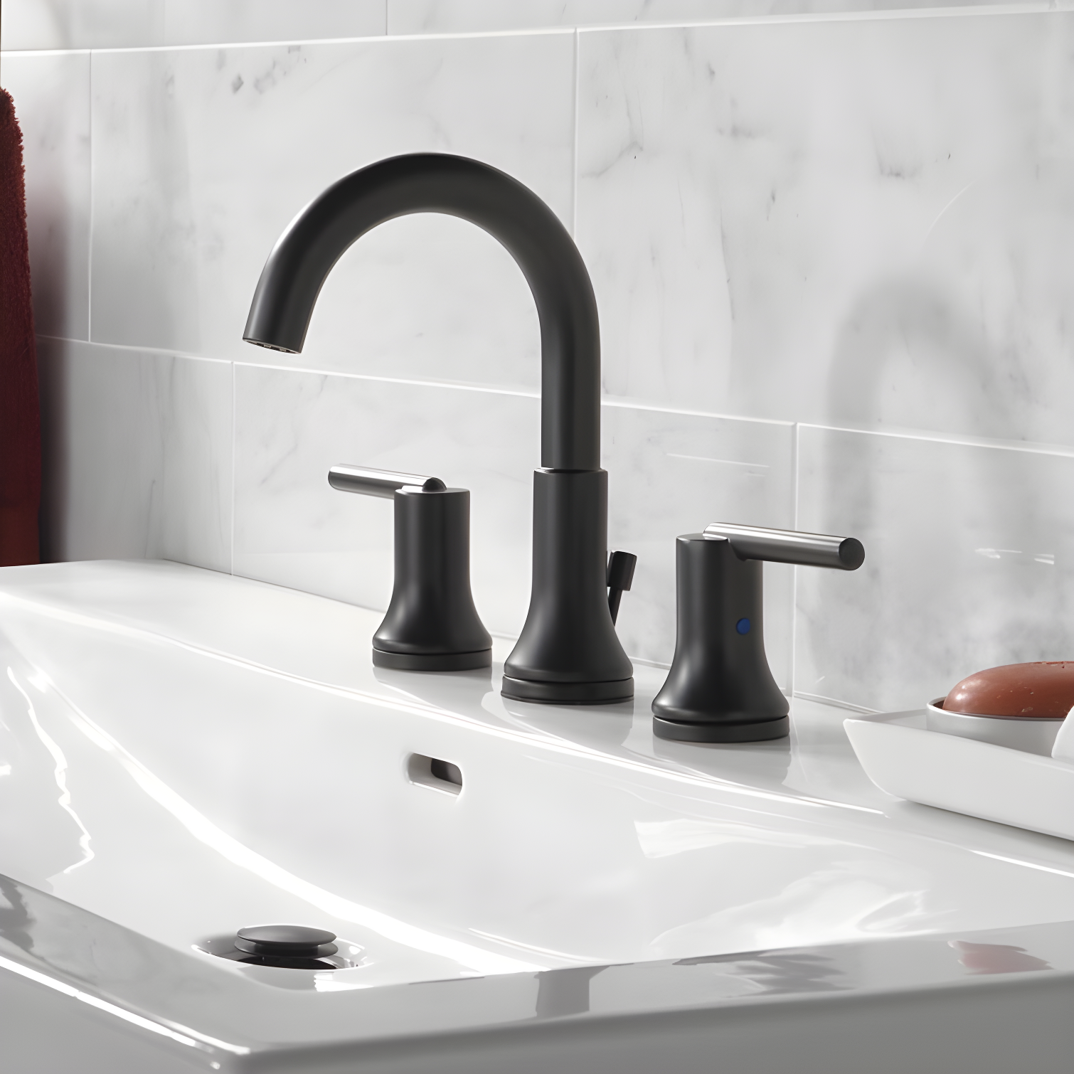 Trinsic Widespread Bathroom Faucet 3 Hole, 2-handle Bathroom Sink Faucet with Drain Assembly