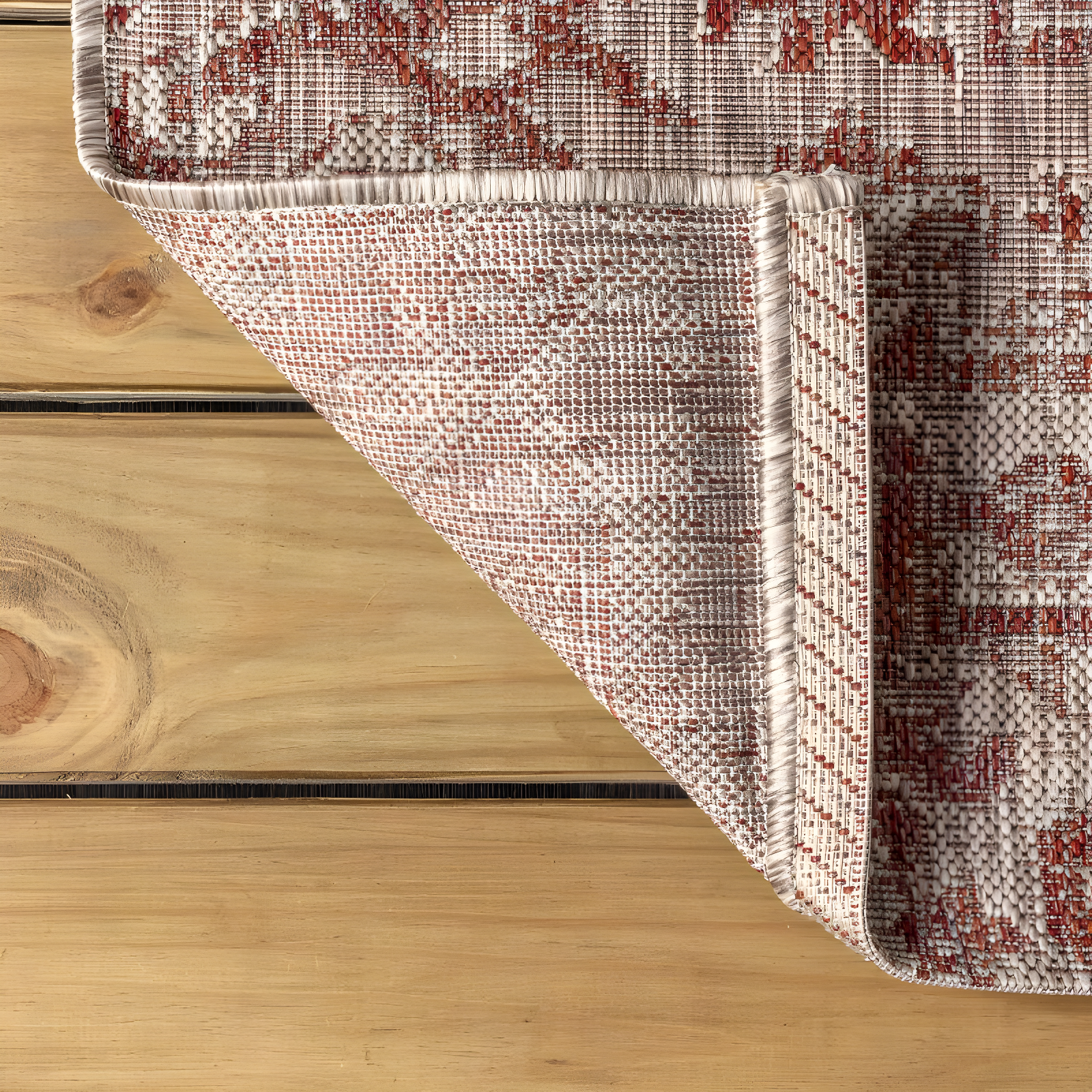 9' X 12' Estrella Bohemian Medallion Textured Weave Indoor/Outdoor Area Rug, Red/Taupe - JONATHAN Y