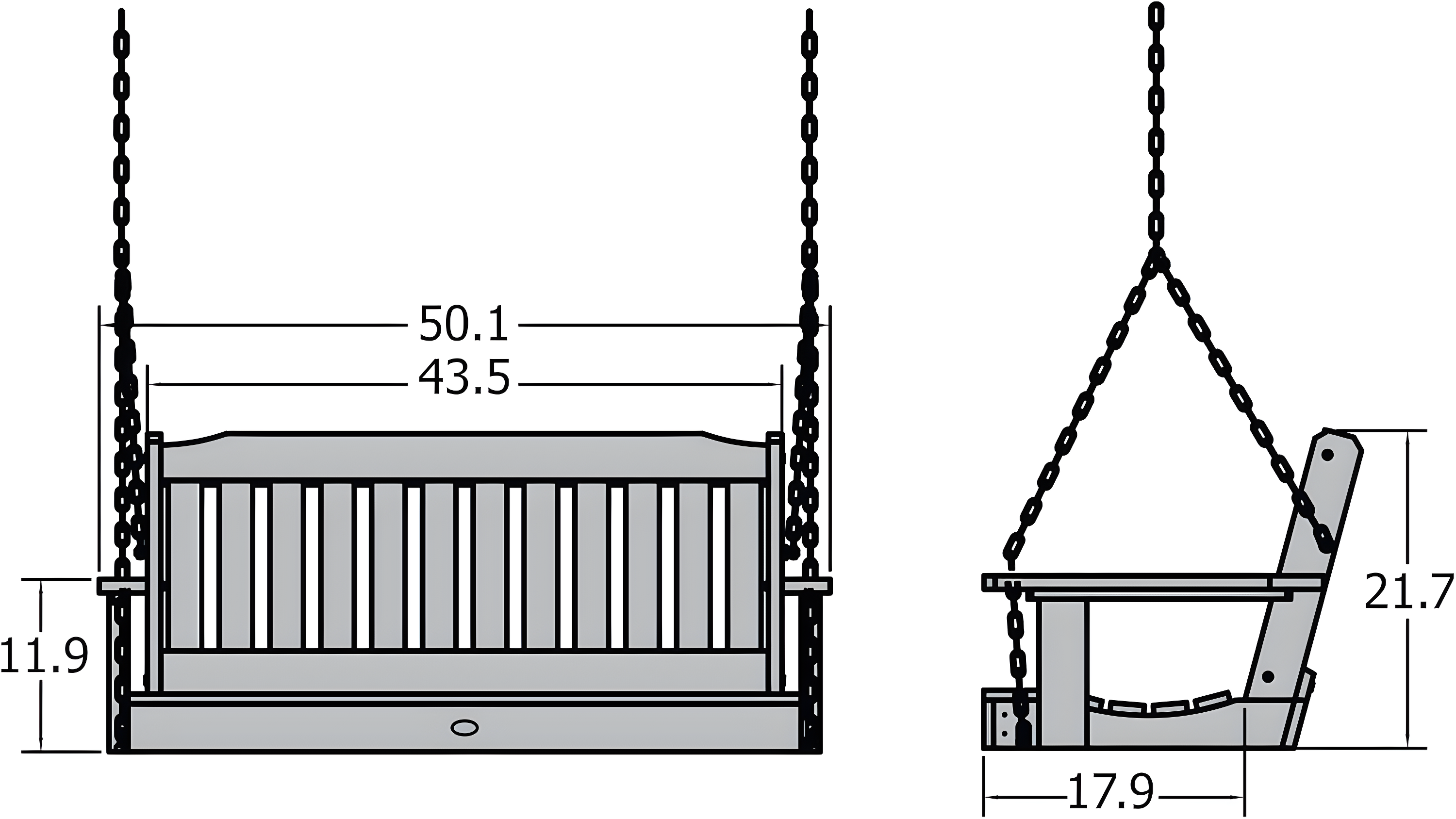 Highwood 4ft Lehigh Porch Swing - Outdoor, Eco-friendly, Synthetic Wood