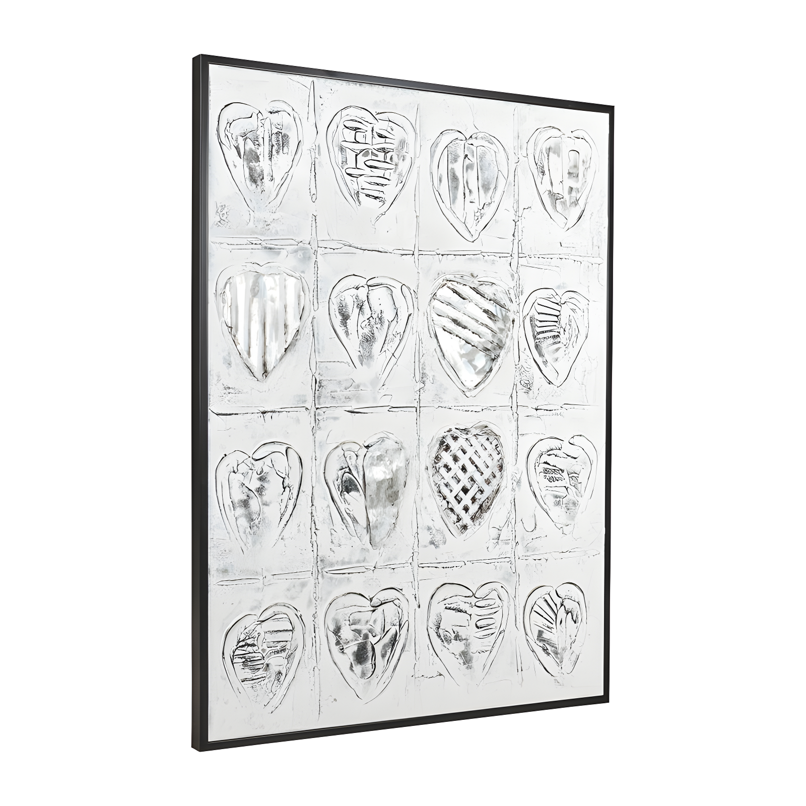 36X48 Hearts Hand Painted Canvas, Gray
