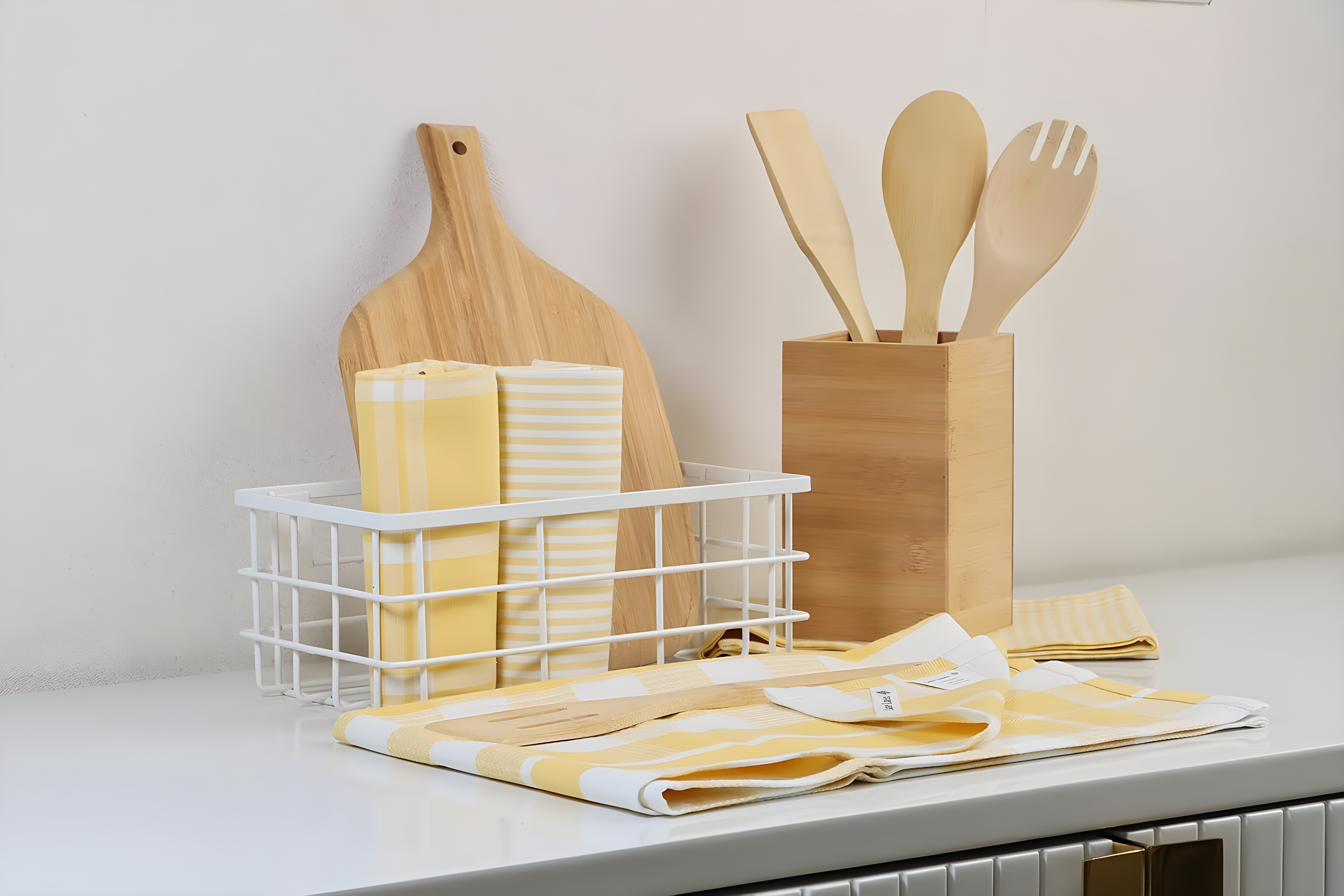 KAF Home Madison Set of 4 Absorbent, Durable and Soft Kitchen Towels | 18" x 28"  - Sunshine