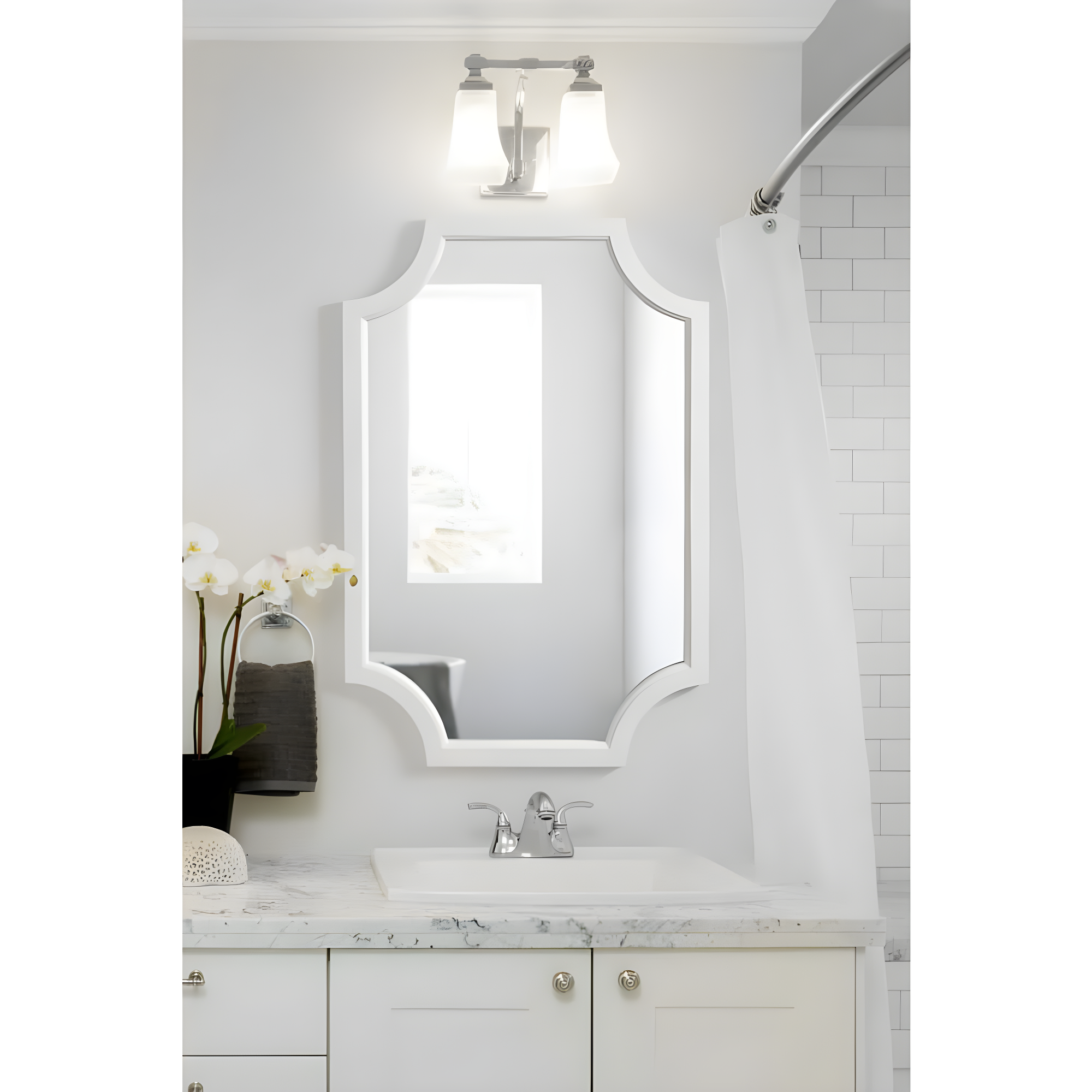 20" x 30" Hogan Scallop Wall Mirror White - Kate & Laurel All Things Decor: Modern MDF Frame, No Assembly Required