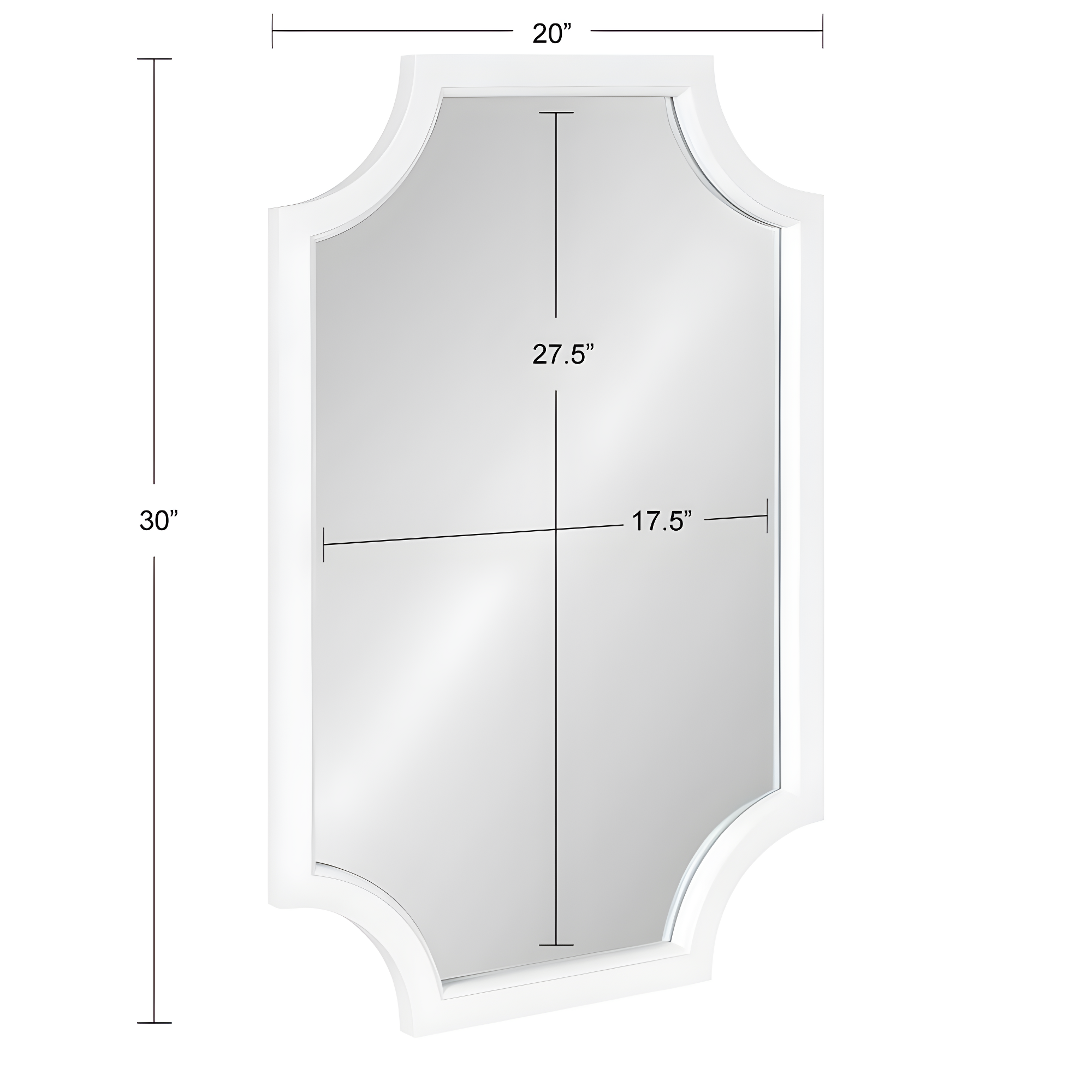 20" x 30" Hogan Scallop Wall Mirror White - Kate & Laurel All Things Decor: Modern MDF Frame, No Assembly Required