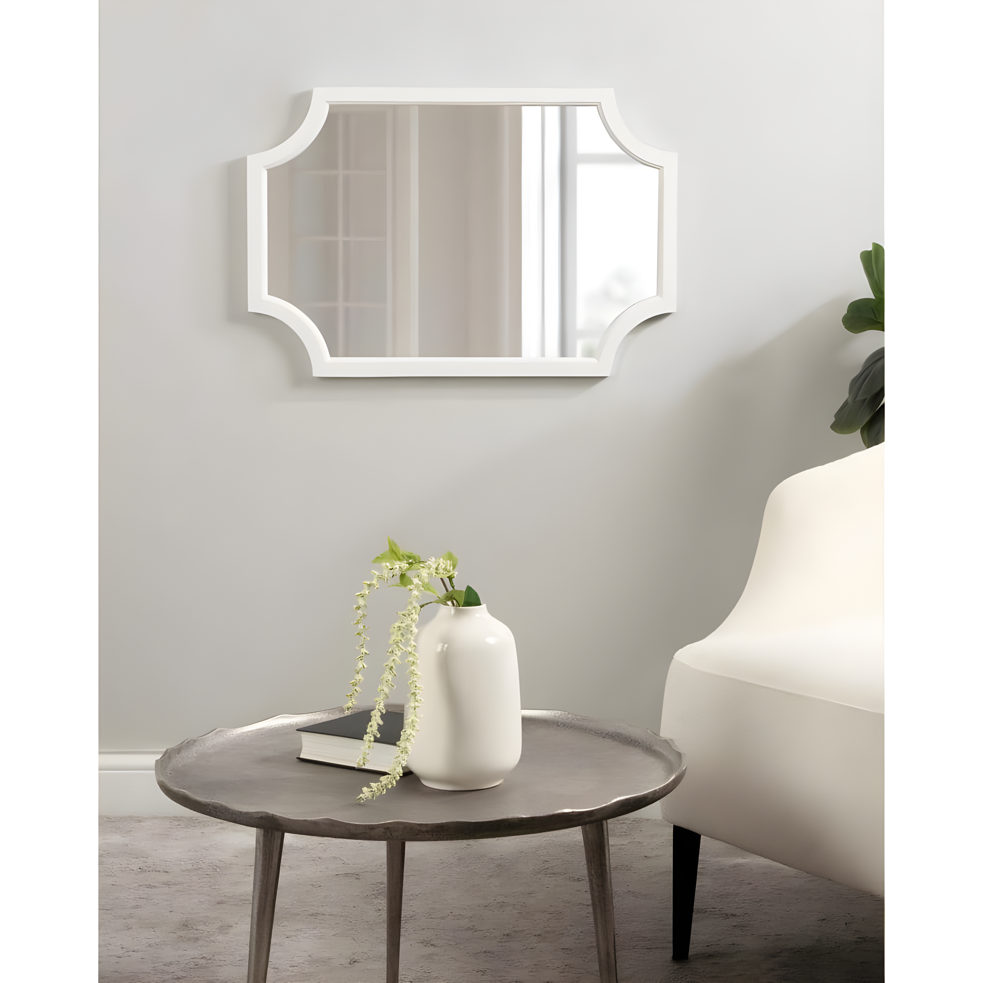 20" x 30" Hogan Scallop Wall Mirror White - Kate & Laurel All Things Decor: Modern MDF Frame, No Assembly Required