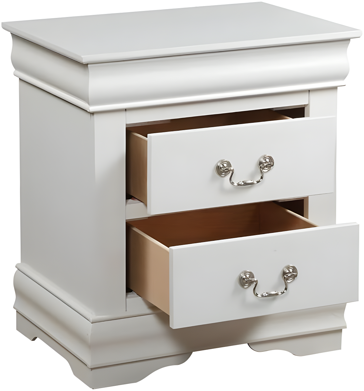 Canora Grey Esa Nightstand In Traditional Design With Two Drawers And Brushed Nickel Metal Handle | Wayfair