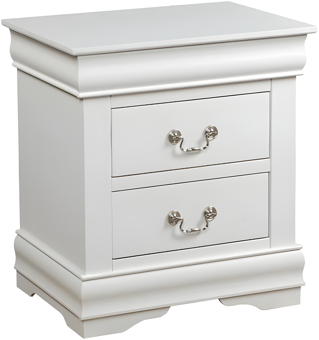 Canora Grey Esa Nightstand In Traditional Design With Two Drawers And Brushed Nickel Metal Handle | Wayfair