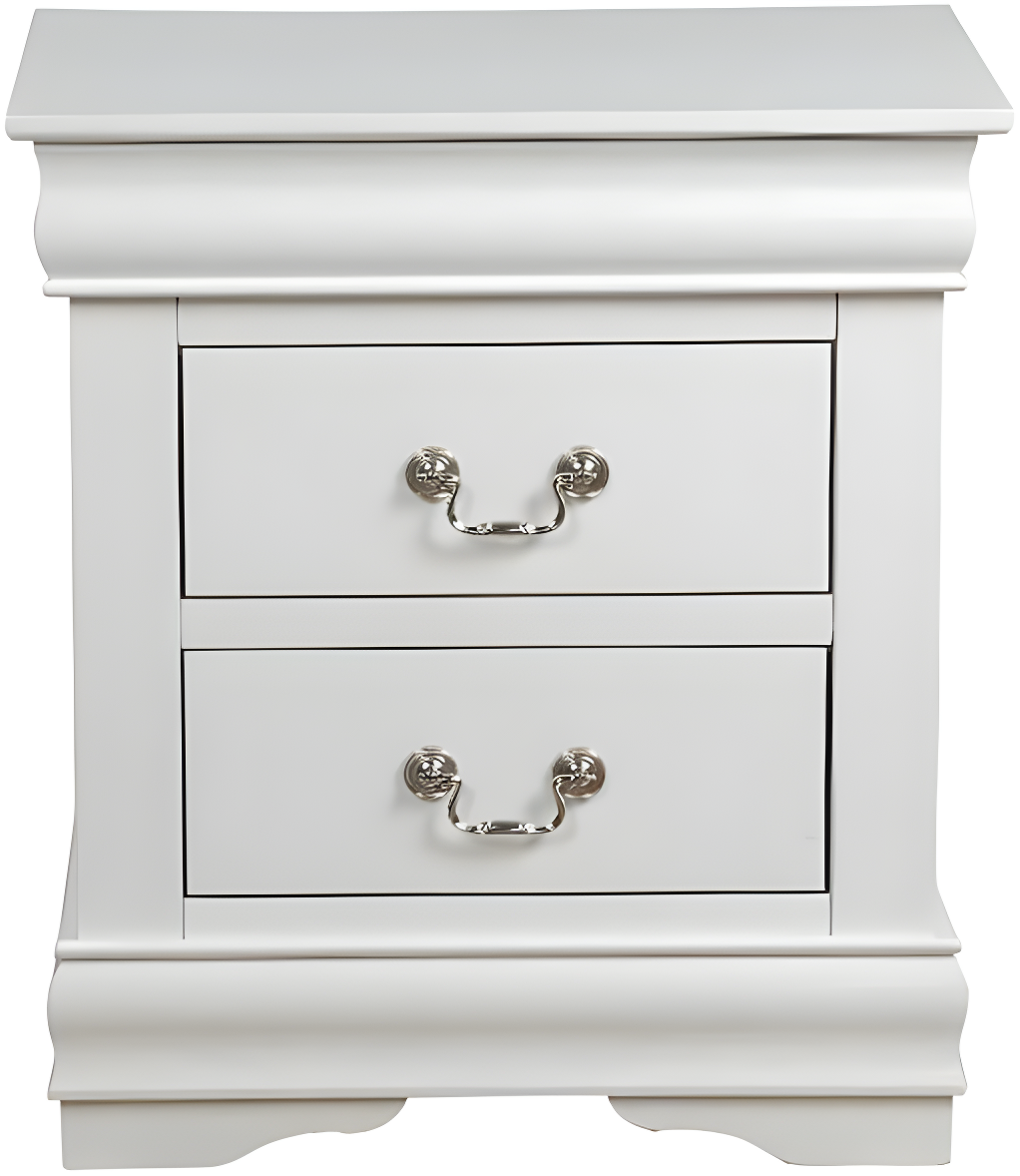 Canora Grey Esa Nightstand In Traditional Design With Two Drawers And Brushed Nickel Metal Handle | Wayfair