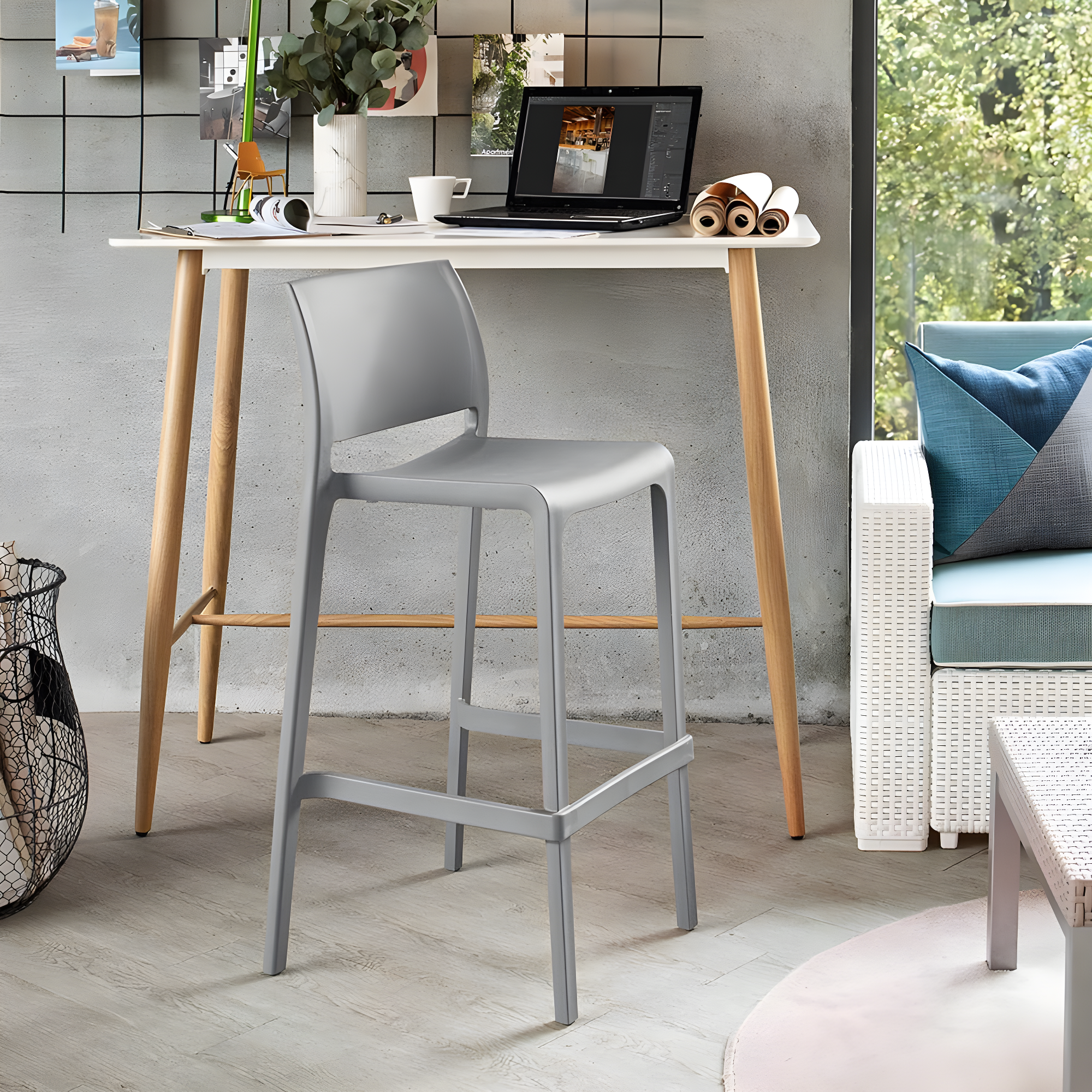 Lagoon Sensilla Resin Stackable Bar Stool Set of 2