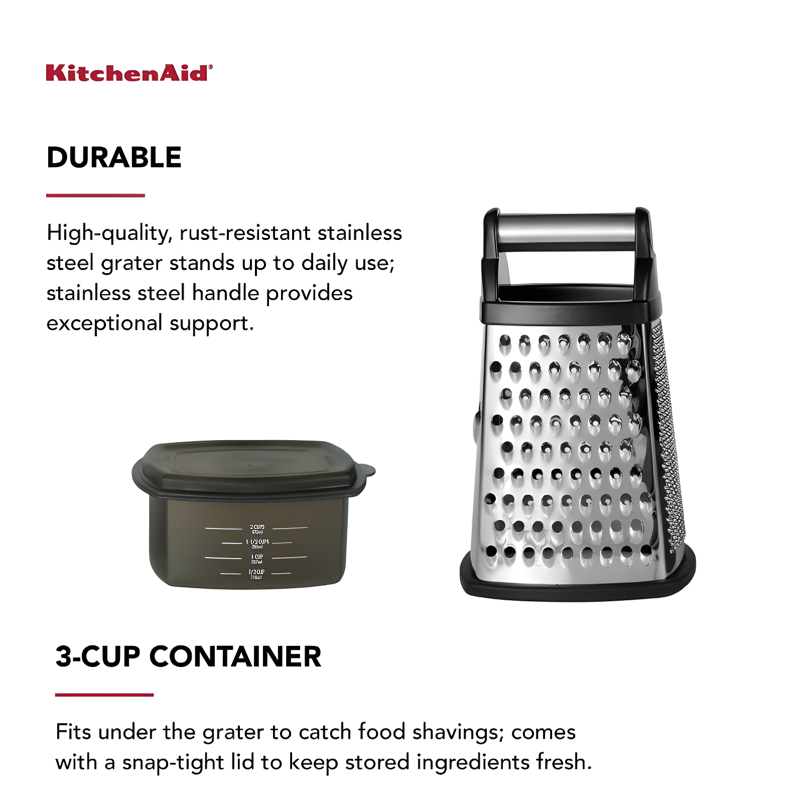 KitchenAid® KitchenAid® Gourmet 4-Sided Stainless Steel Box Grater with Detachable Storage Container