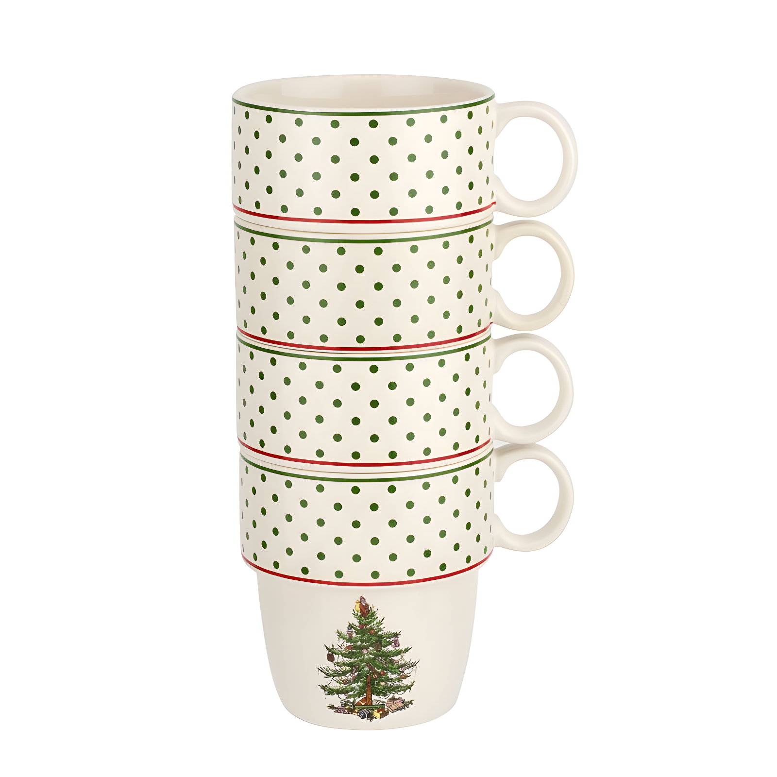 Spode Spode Christmas Tree Polka Dot Stackable Mugs (Set of 4)