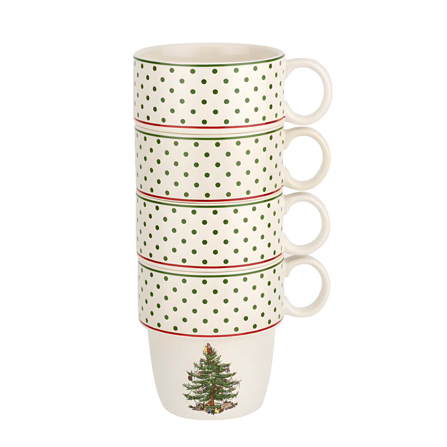 Spode Spode Christmas Tree Polka Dot Stackable Mugs (Set of 4)