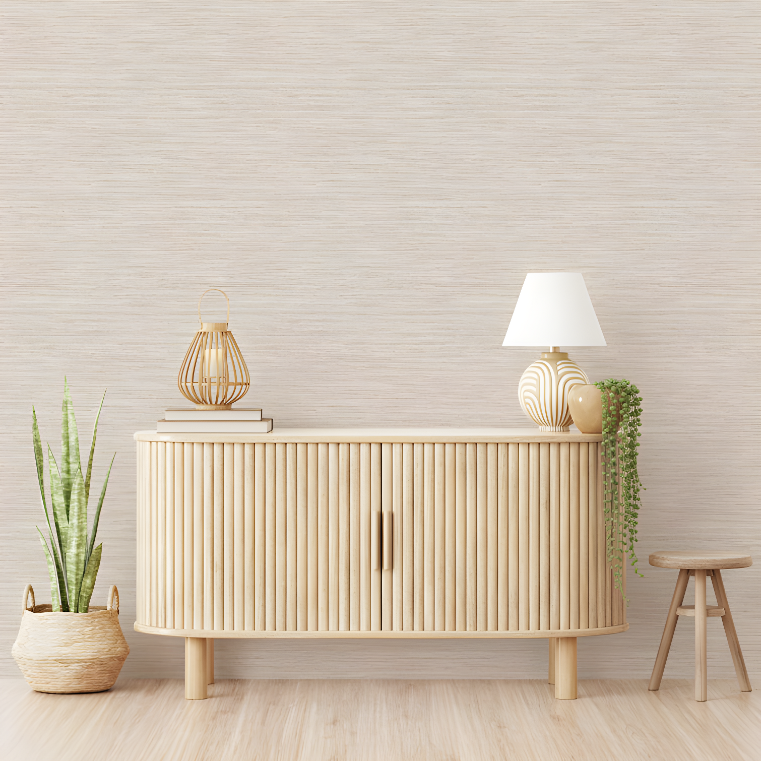 Tempaper & Co.® Faux Horizontal Grasscloth Removable Peel and Stick Wallpaper, Textured Ecru, 28 sq. ft.: Vinyl, Prepasted, Abstract Pattern