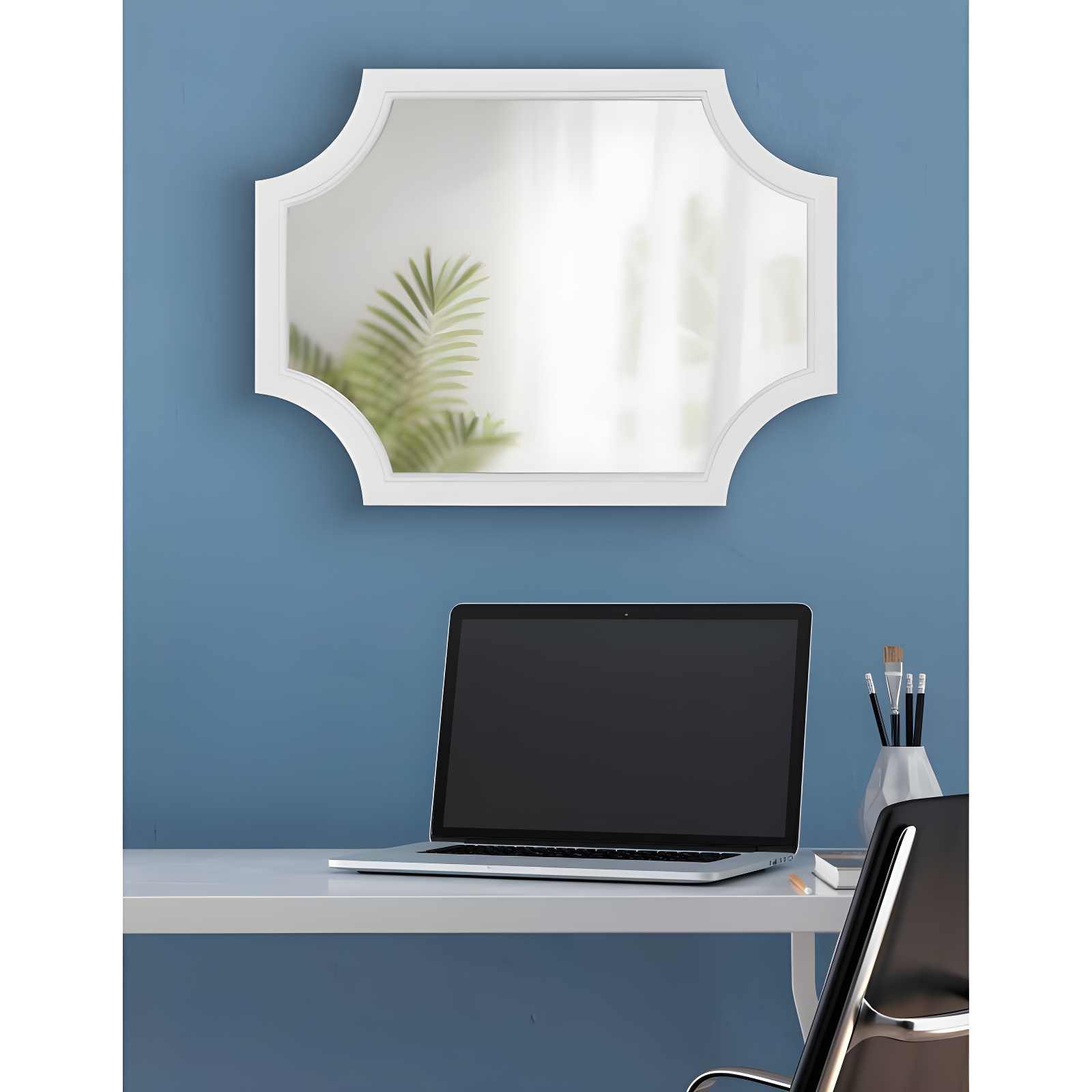18" x 24" Hogan Scallop Wall Mirror White - Kate & Laurel All Things Decor: Modern Decorative MDF Frame, Easy to Hang
