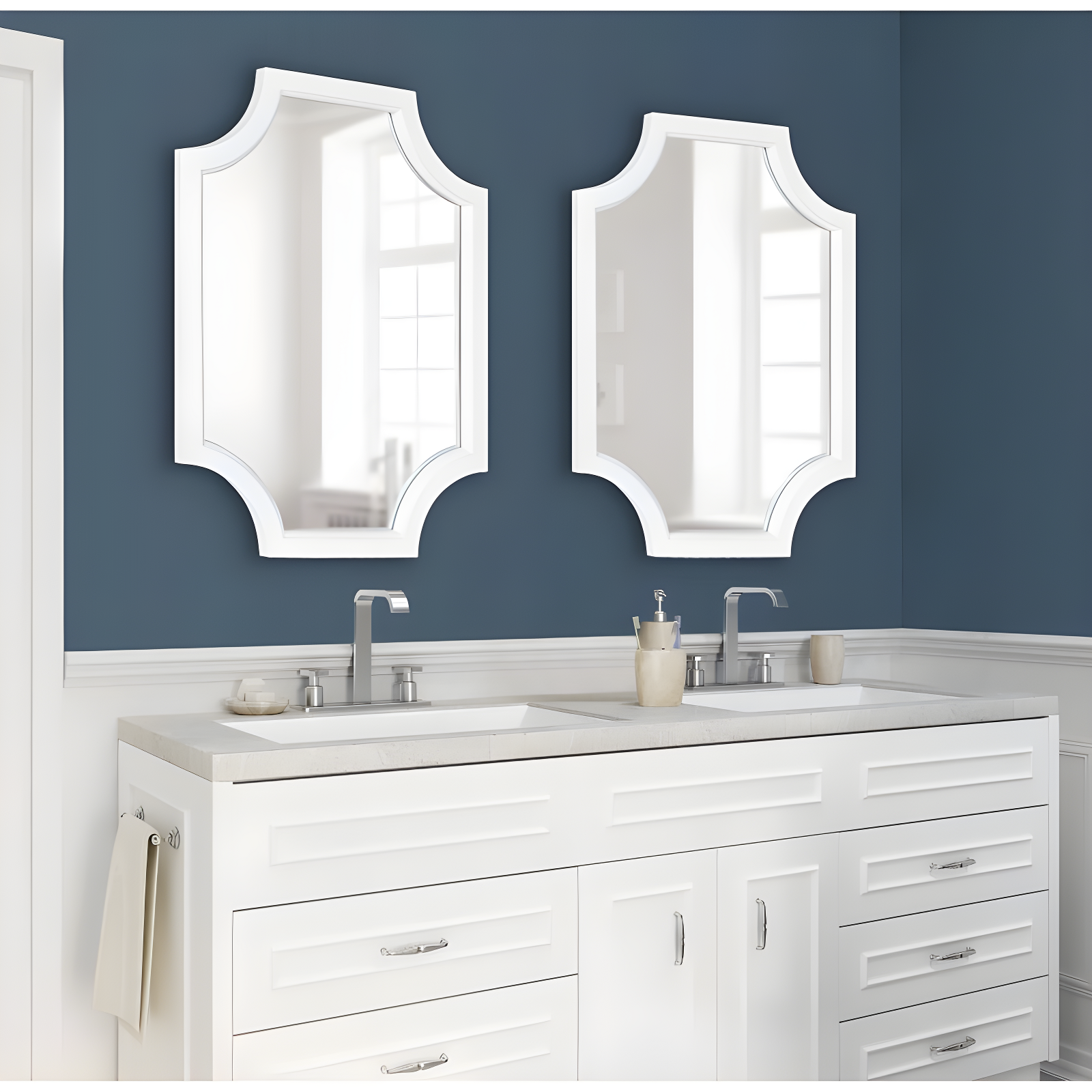 18" x 24" Hogan Scallop Wall Mirror White - Kate & Laurel All Things Decor: Modern Decorative MDF Frame, Easy to Hang