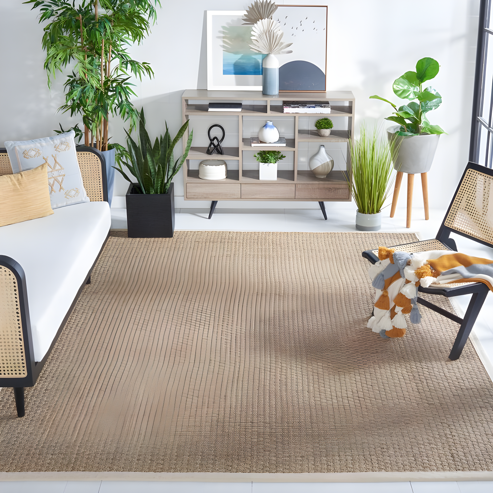 Natural Fiber NF114 Power Loomed Area Rug - Natural/Ivory - 6'x6' - Safavieh.