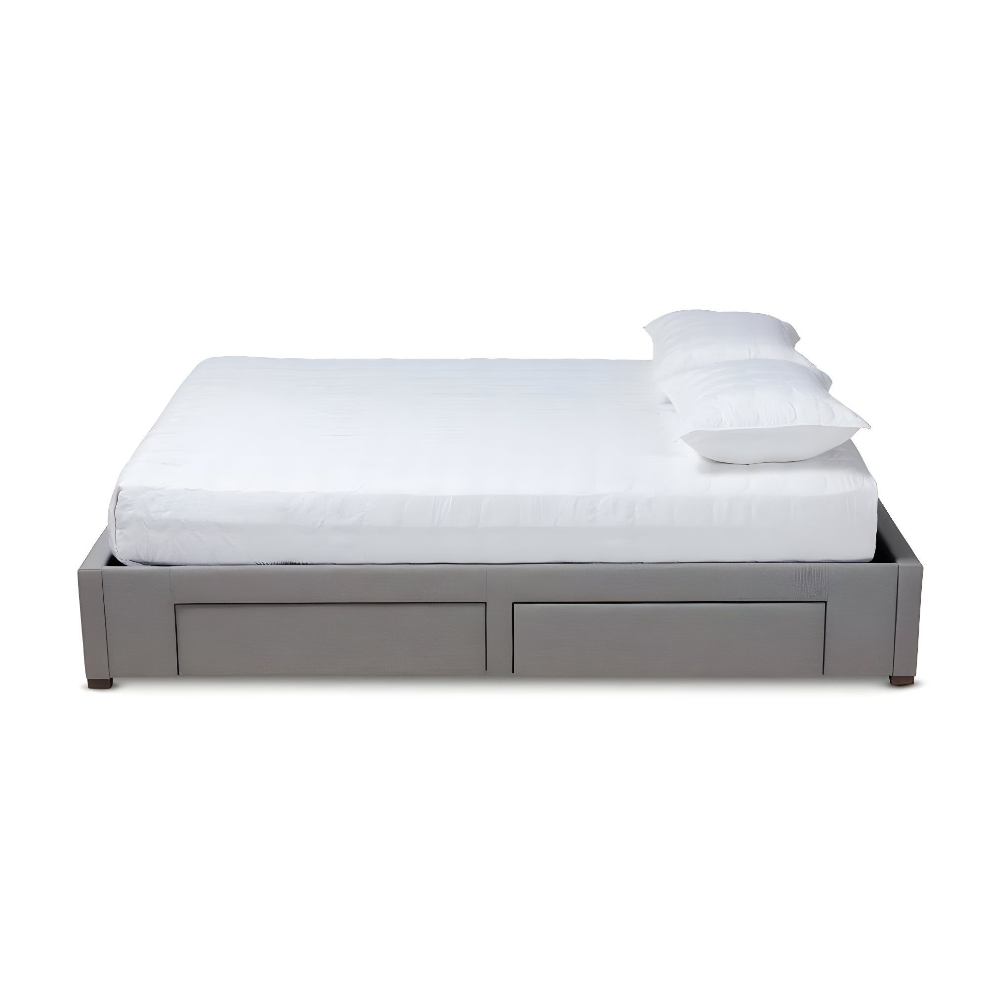 Baxton Studio Leni Modern and Contemporary Light Grey Fabric Upholstered 4-Drawer Queen Size Platform Storage Bed Frame