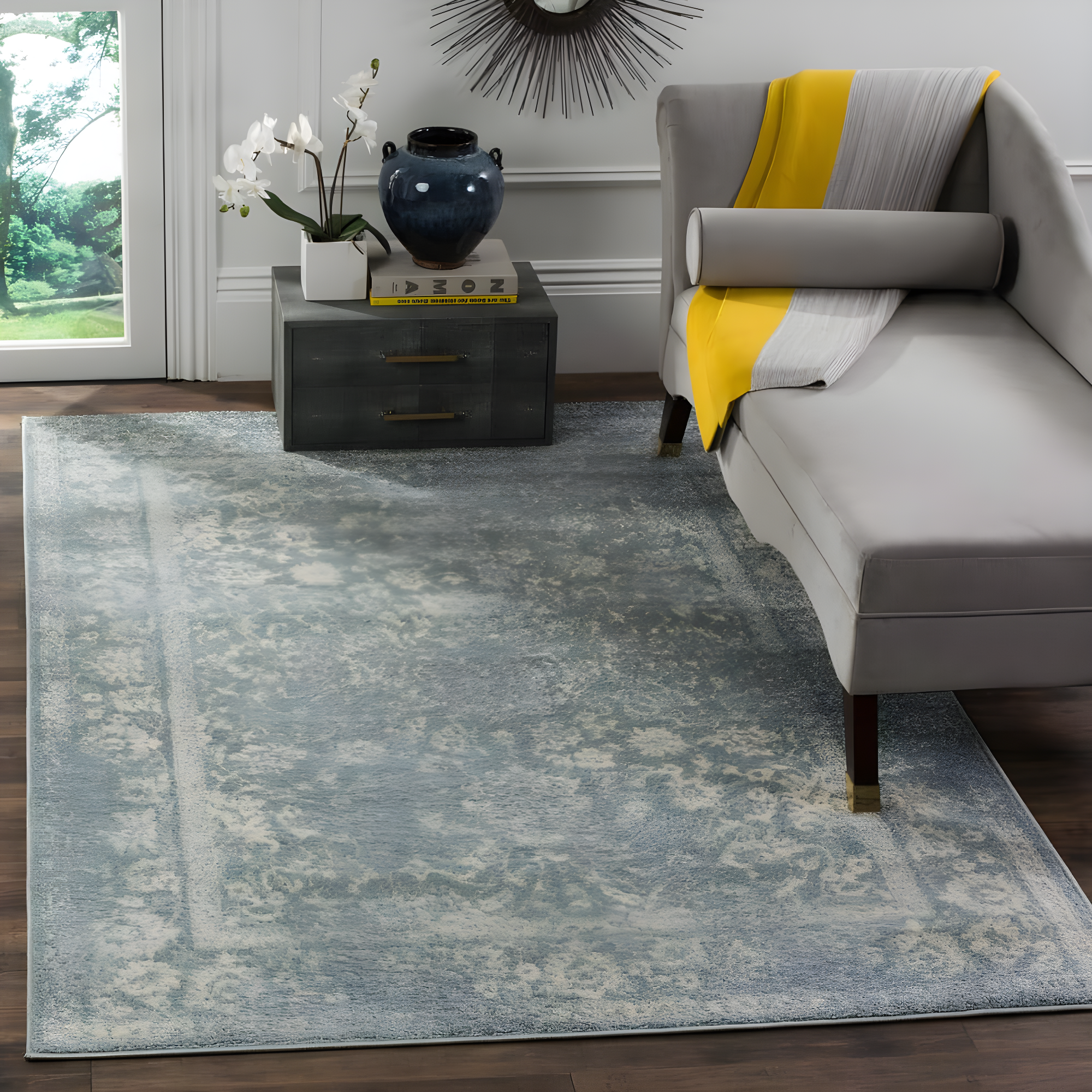 SAFAVIEH Adirondack Wyatt Traditional Area Rug, Slate/Ivory, 11' x 15'