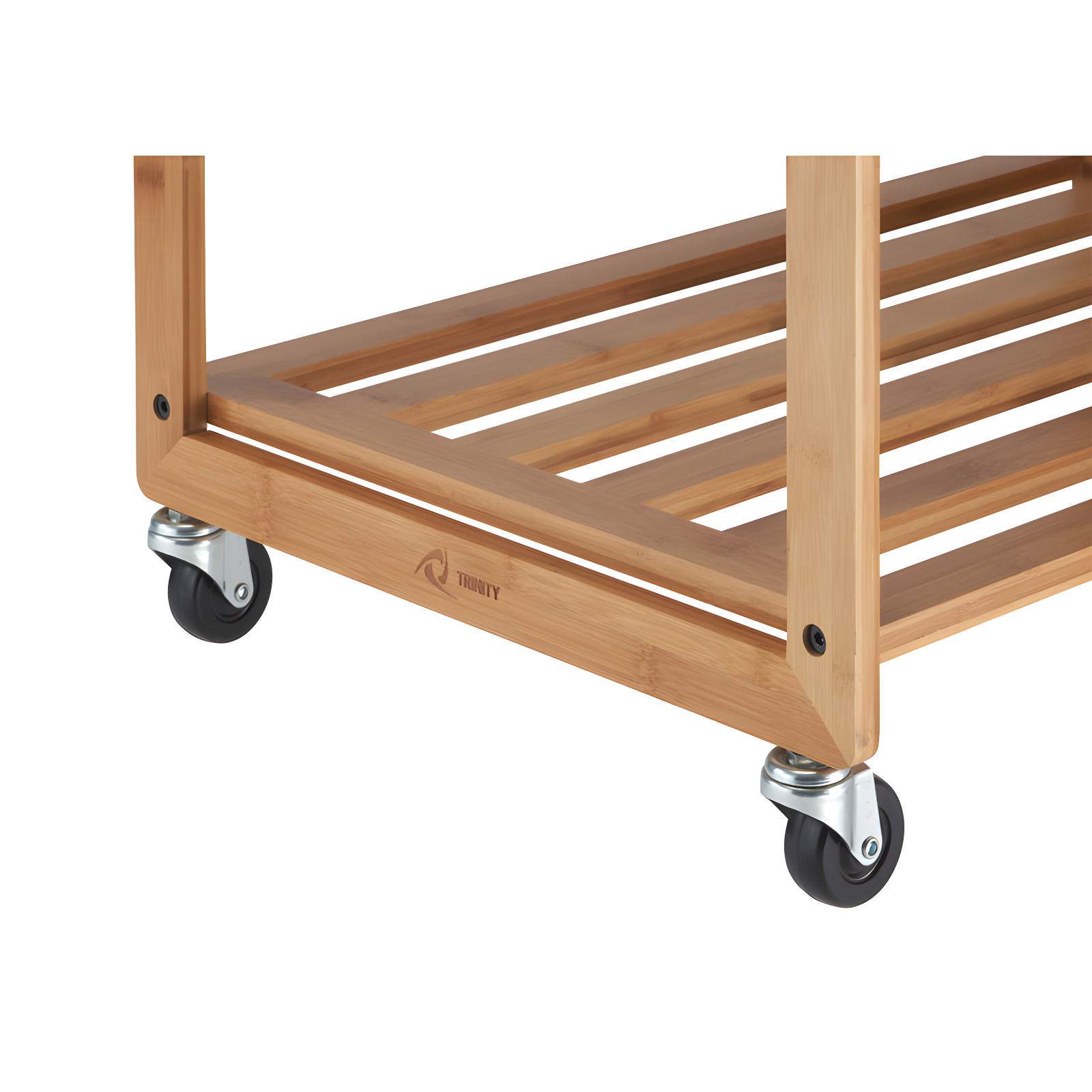 TRINITY EcoStorage 3-Bag Rolling Bamboo Laundry Cart w/ Poles