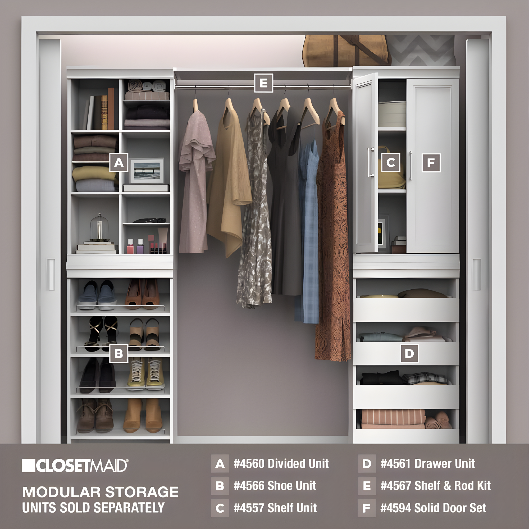 Modular Storage 36.02" W Shelf & Closet Rod