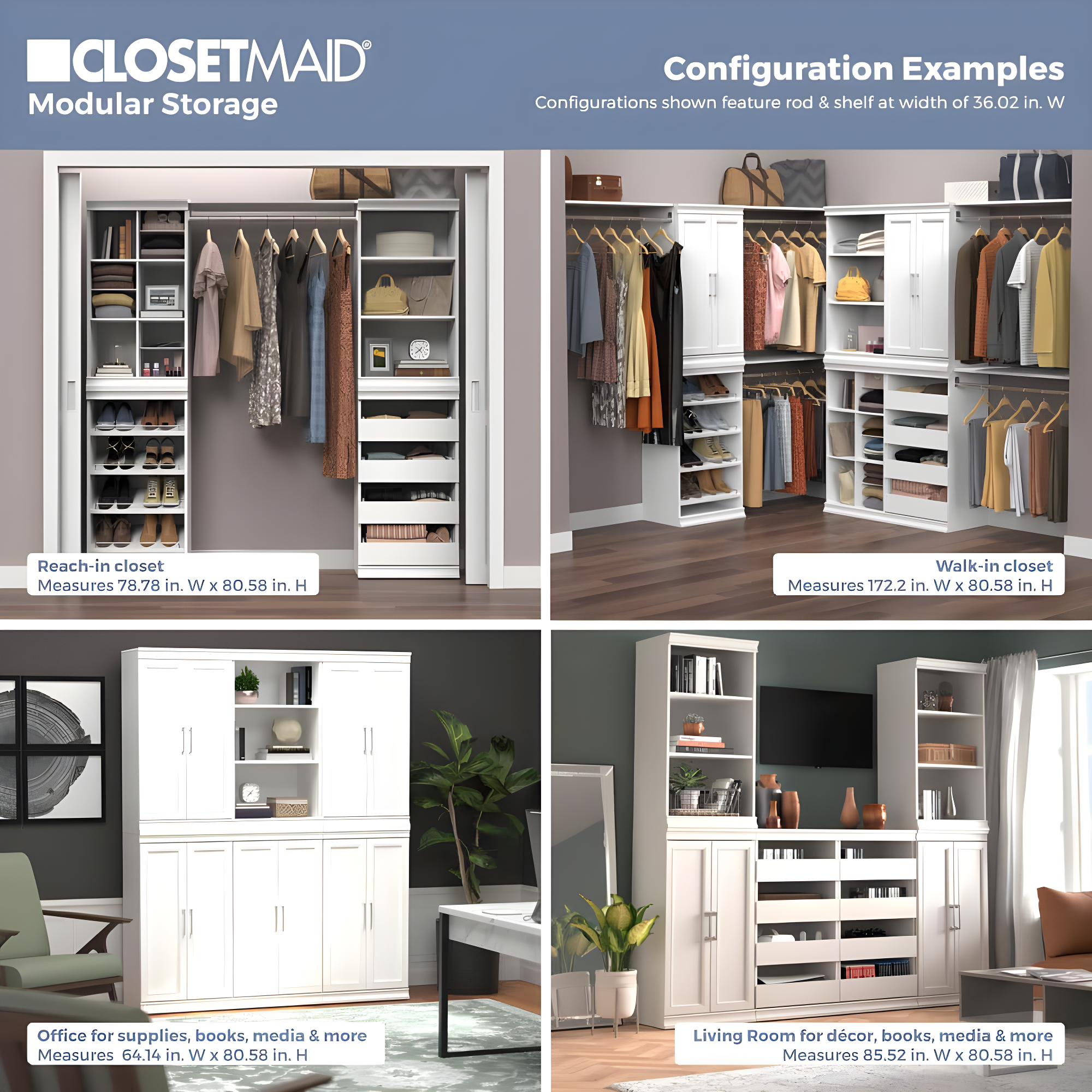 Modular Storage 36.02" W Shelf & Closet Rod