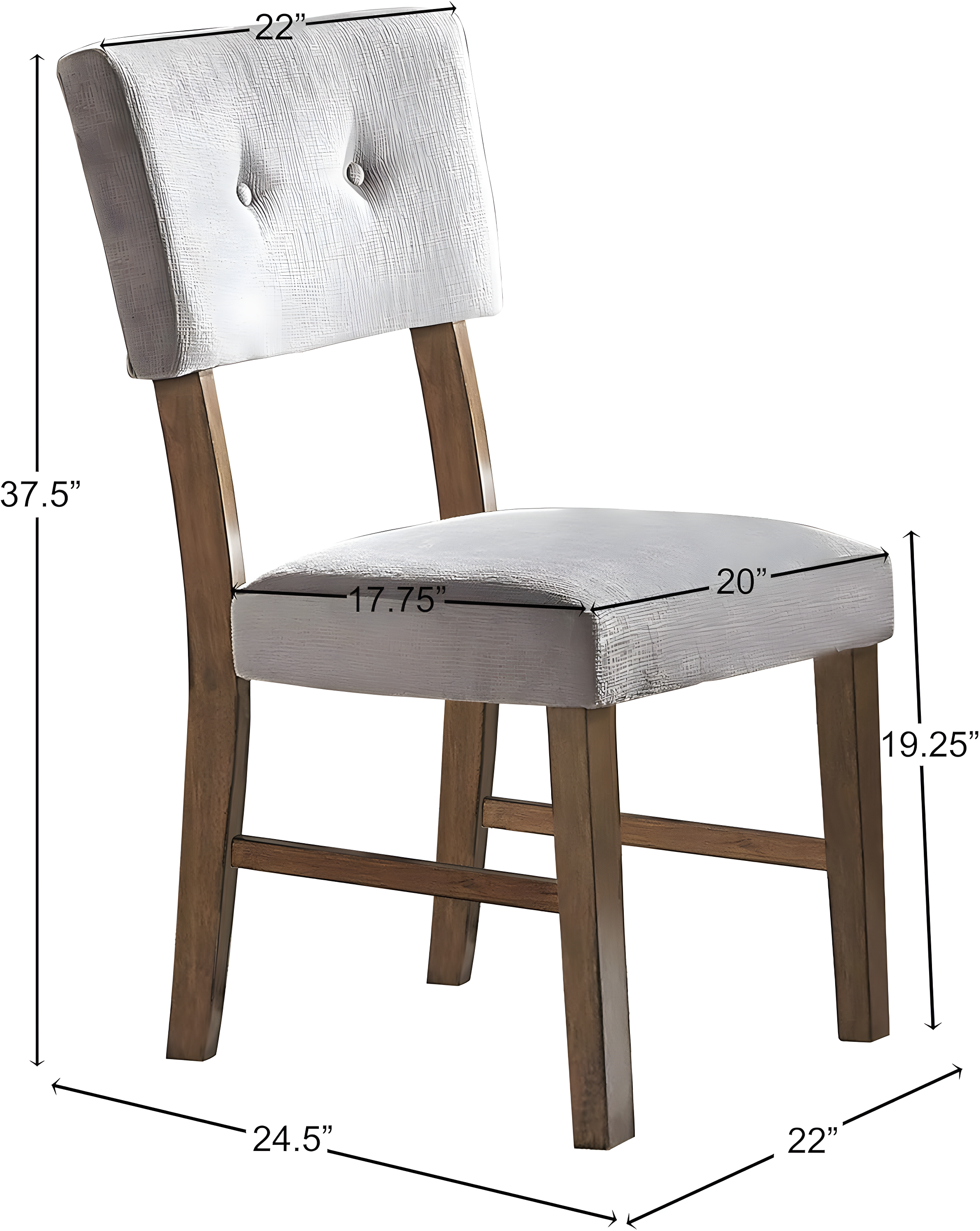 Gray Upholstered Wood Mid-Century Modern Side Chair
