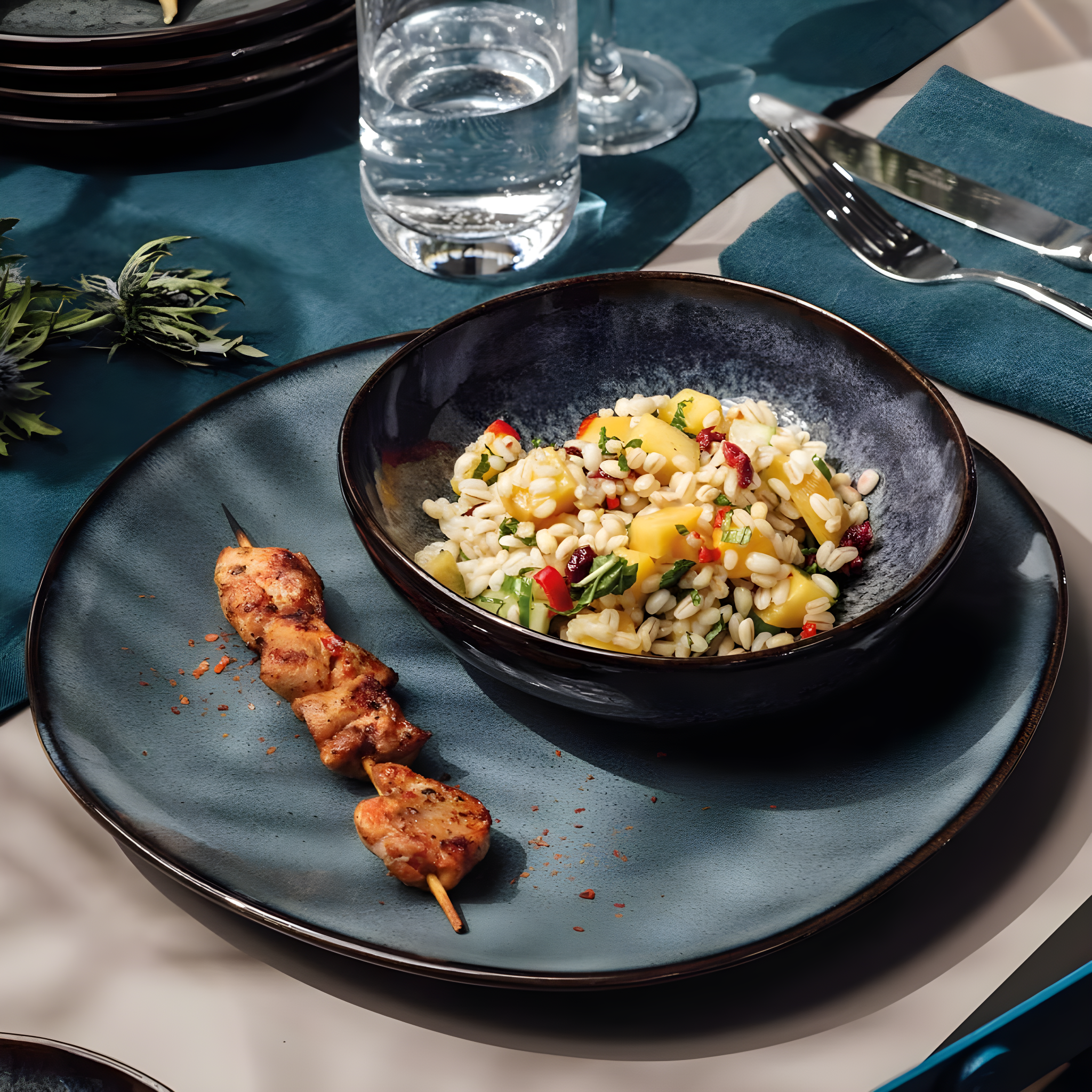 Gray Organic-Shape Ceramic Dinner Plate, Microwave-Safe