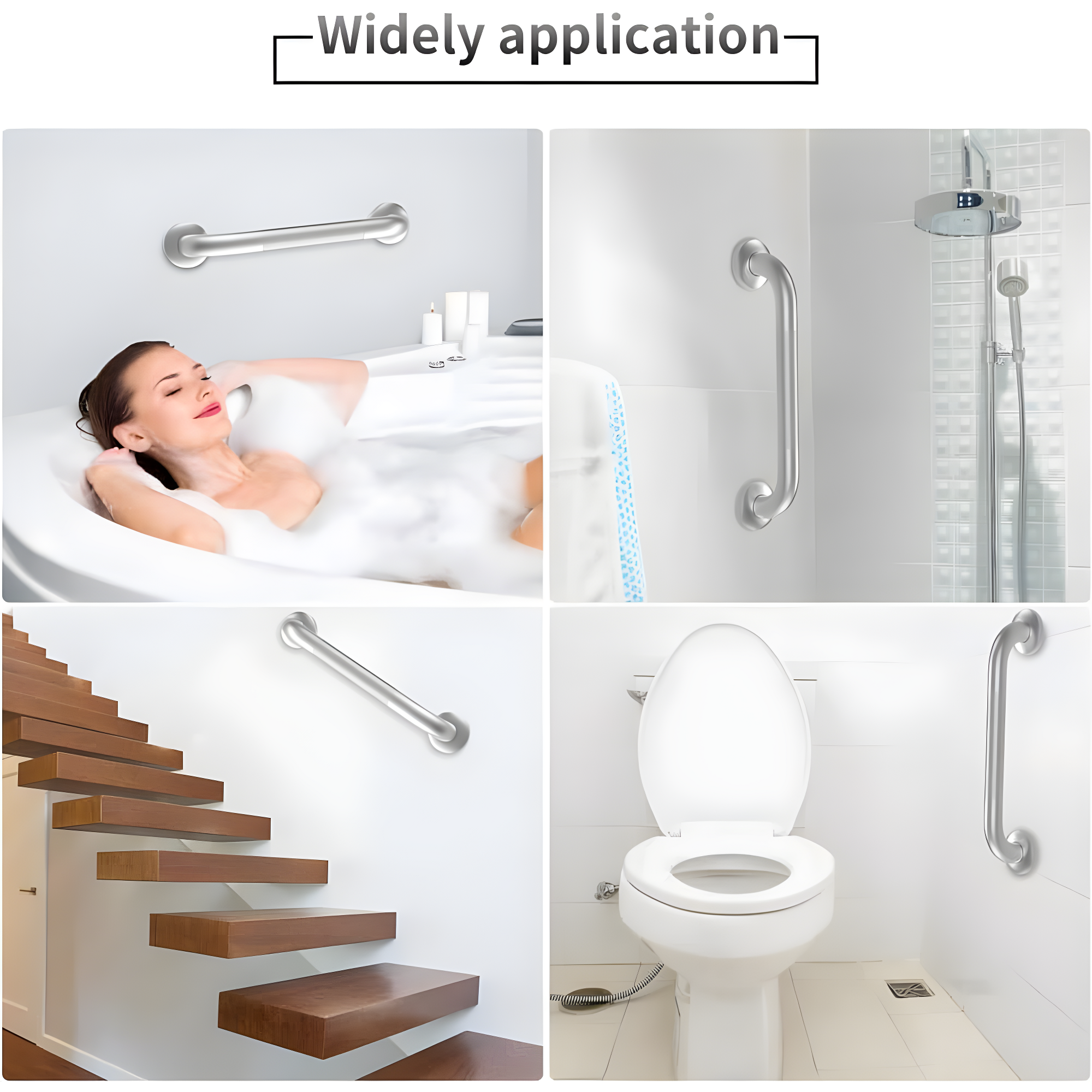 Hodvit 16" Stainless Steel Grab Bars, 2 Pack, Anti Slip Shower Handles for Elderly and Handicap Bathroom Safety, Bathtub Assist