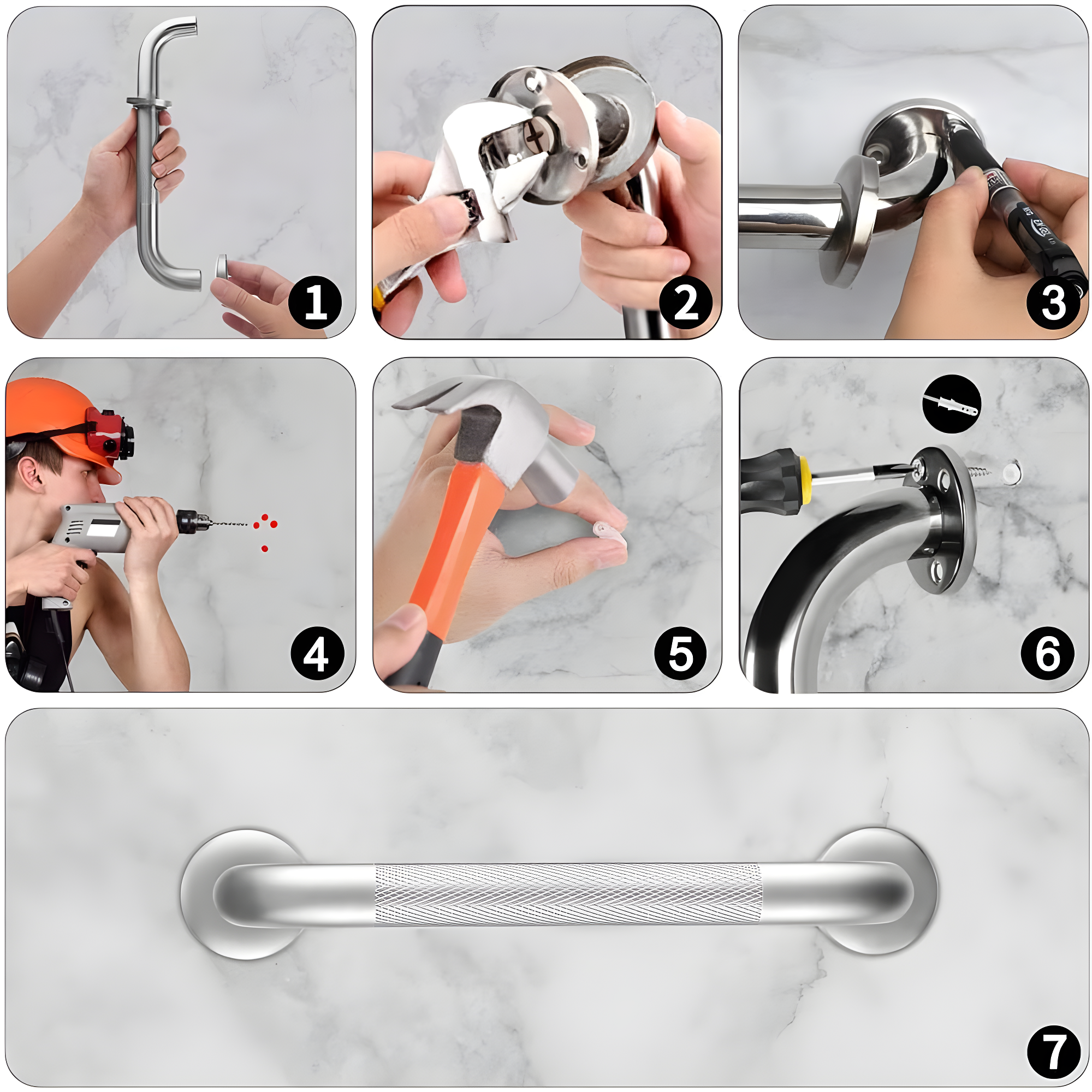 Hodvit 16" Stainless Steel Grab Bars, 2 Pack, Anti Slip Shower Handles for Elderly and Handicap Bathroom Safety, Bathtub Assist