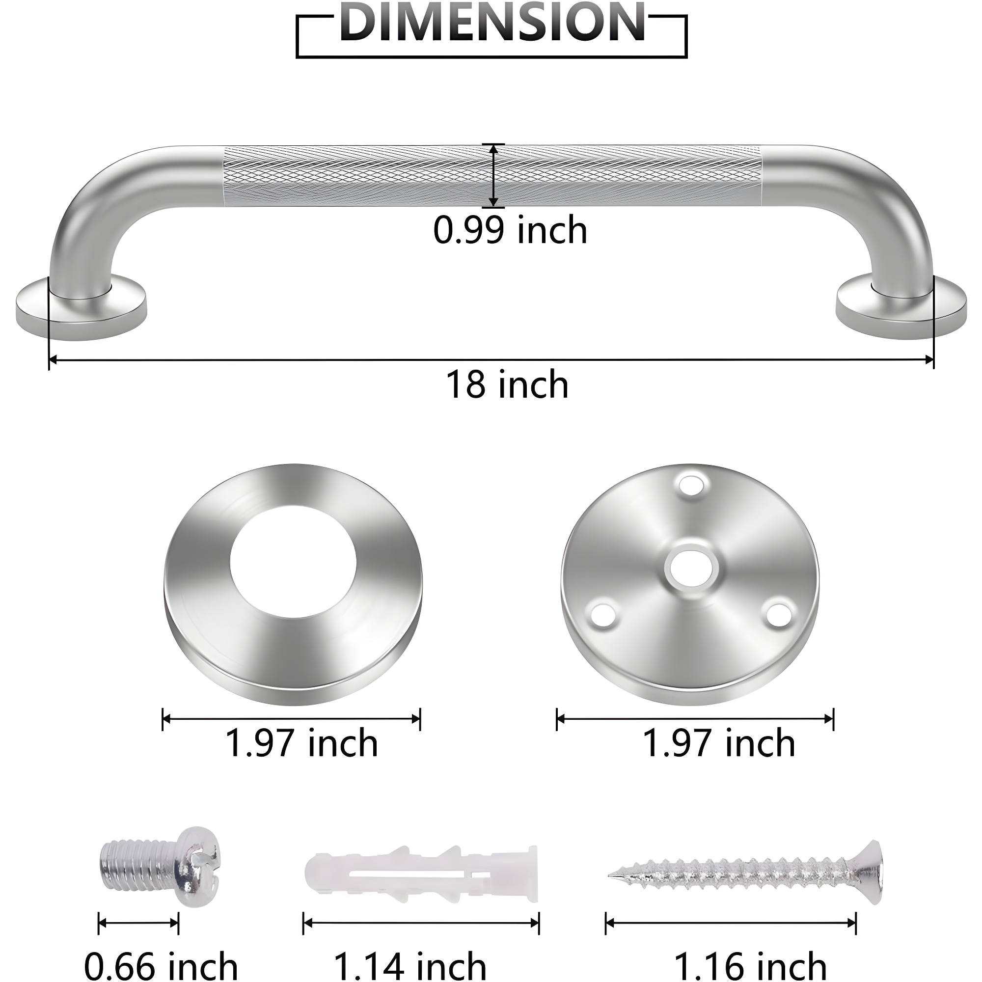 Hodvit 16" Stainless Steel Grab Bars, 2 Pack, Anti Slip Shower Handles for Elderly and Handicap Bathroom Safety, Bathtub Assist