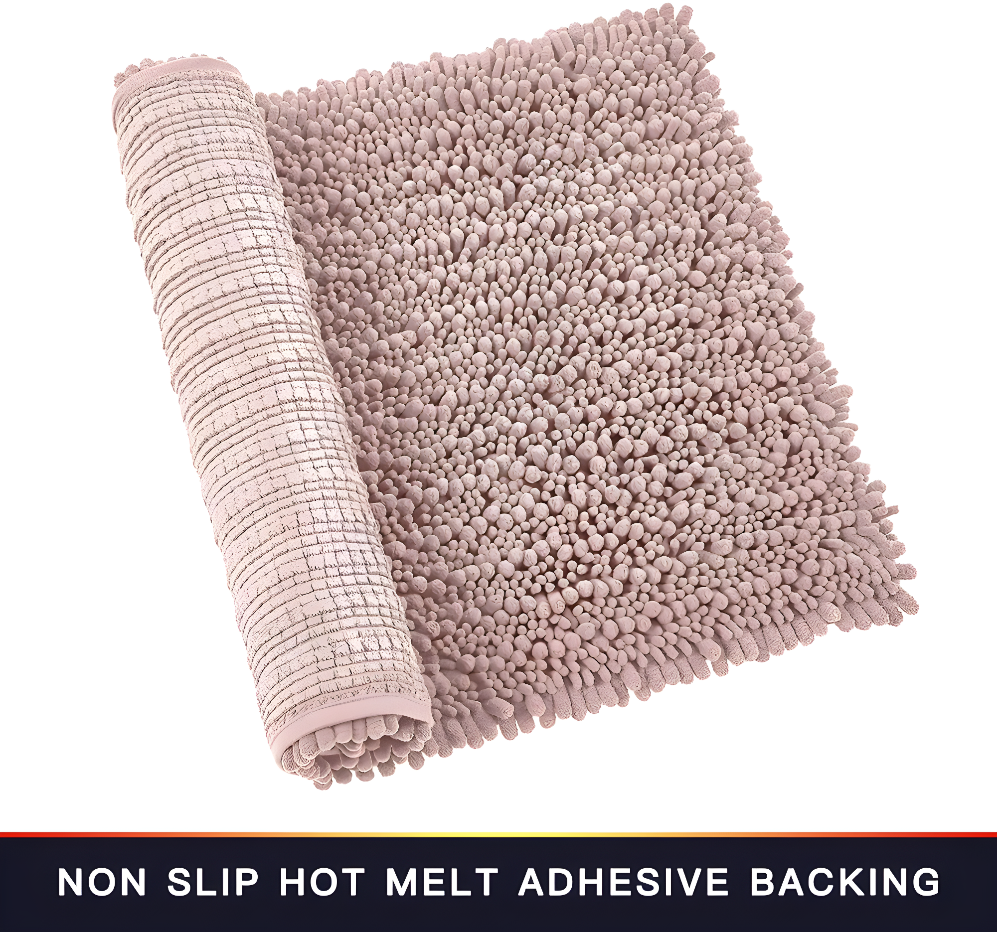 Bathroom Rug Non Slip Bath Mat (24x17 Inch Dusty Pink) Water Absorbent Super Soft Shaggy Chenille Machine Washable Dry Extra Thick Perfect Absorbant Best Small Plush Carpet for Shower Floor