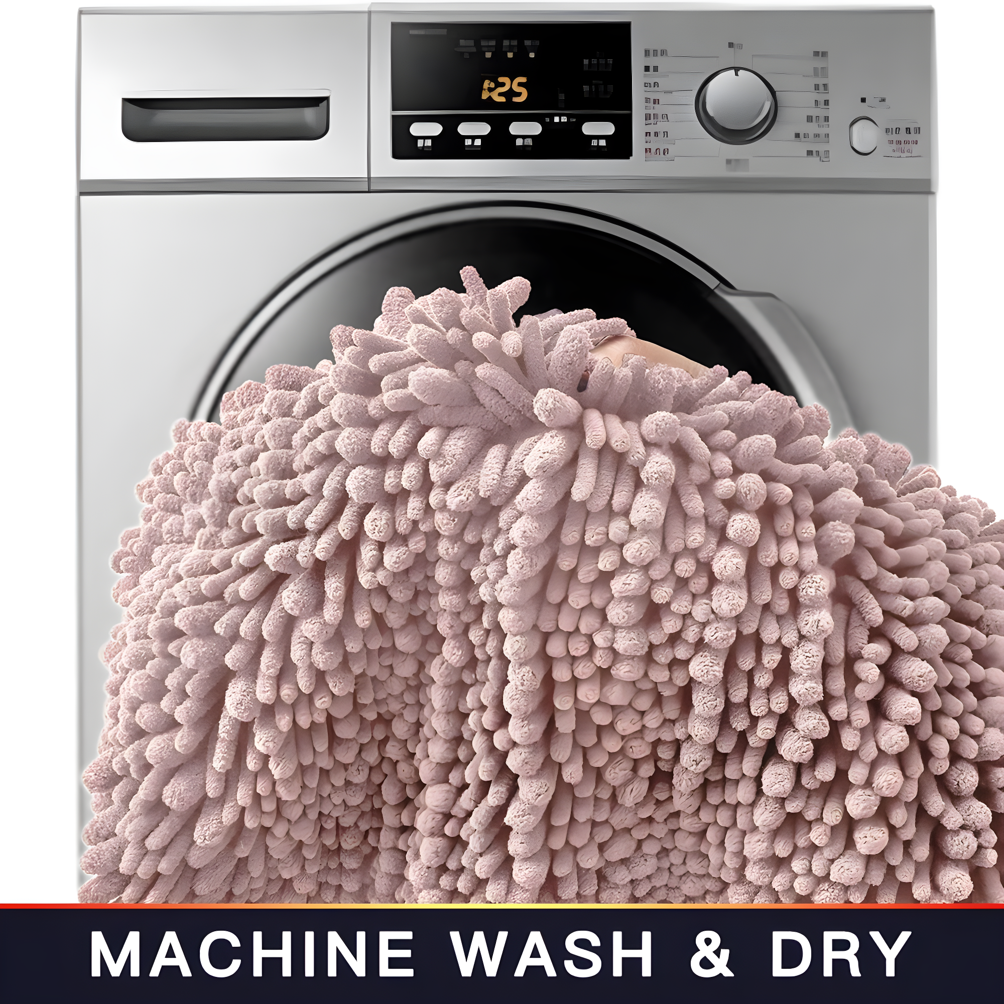 Bathroom Rug Non Slip Bath Mat (24x17 Inch Dusty Pink) Water Absorbent Super Soft Shaggy Chenille Machine Washable Dry Extra Thick Perfect Absorbant Best Small Plush Carpet for Shower Floor