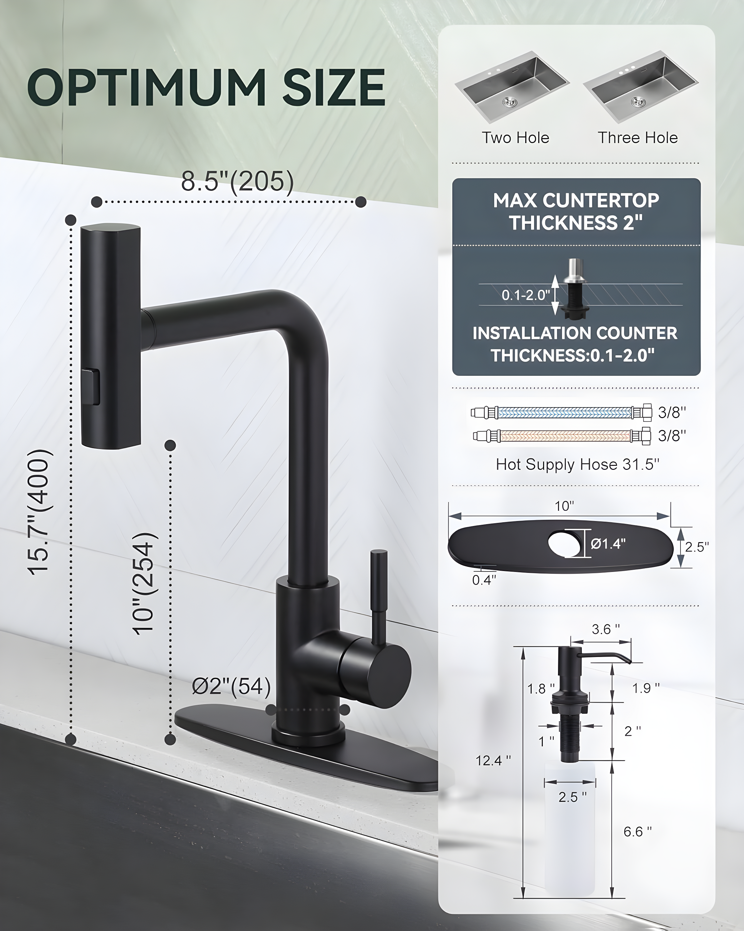 Waterfall Kitchen Faucet with Pull Down Sprayer, Stainless Kitchen Faucet with Sprayer 3 Modes