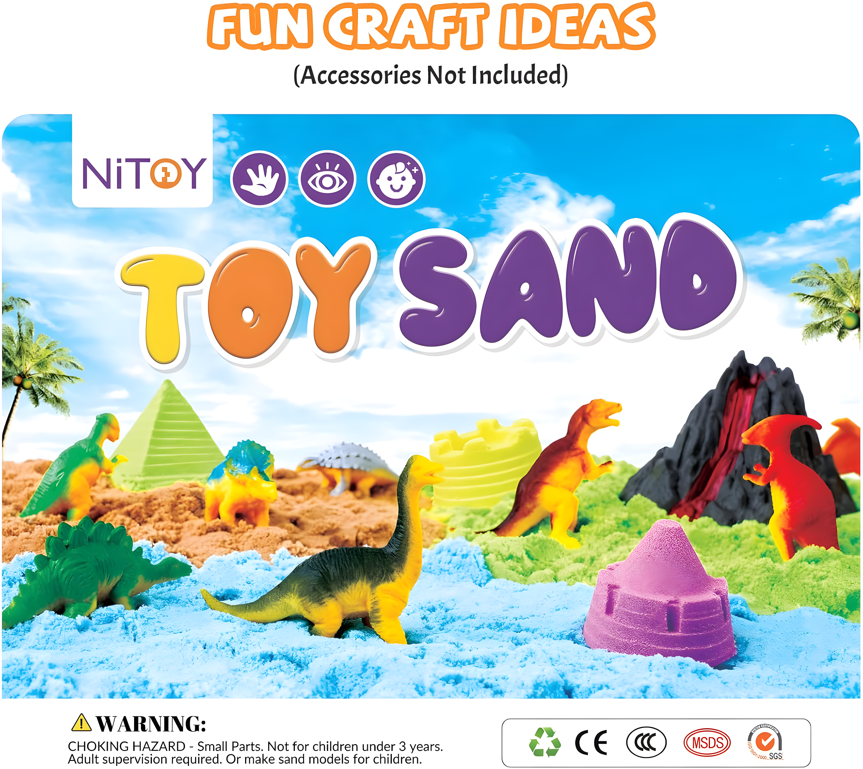 NiToy 11lbs Play Sand, Moldable Self-Sticking, Never Dries Out - Fun for Kids Bulk Refill for Sensory Sand Box Toys, Ideal for Shaping, Squeezing, Scooping, Rolling and Molding (5 Colored)