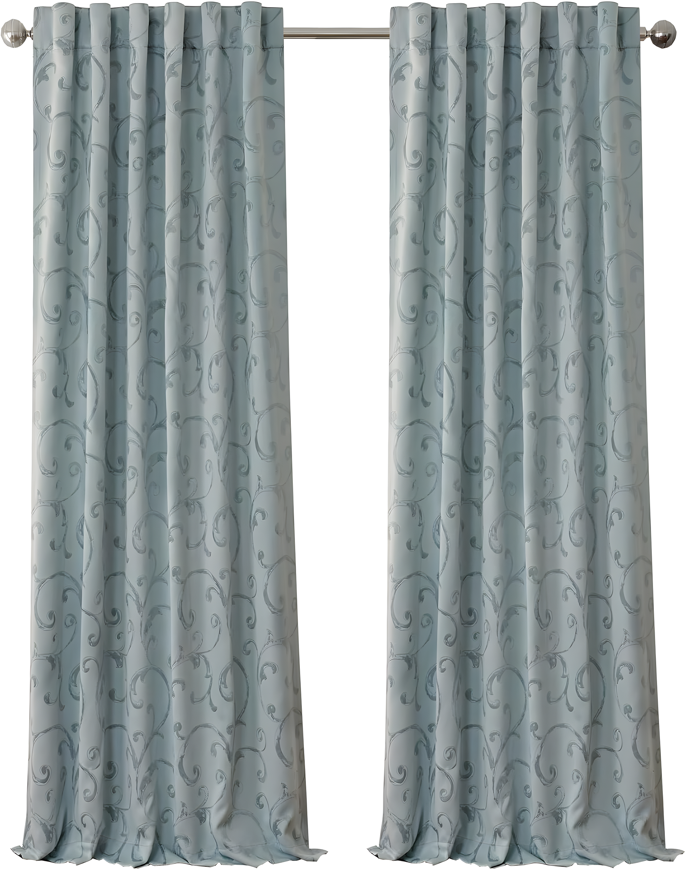 Mia Jacquard Scroll Blackout Window Curtain Panel - 52" x 84" - Blue - Elrene Home Fashions