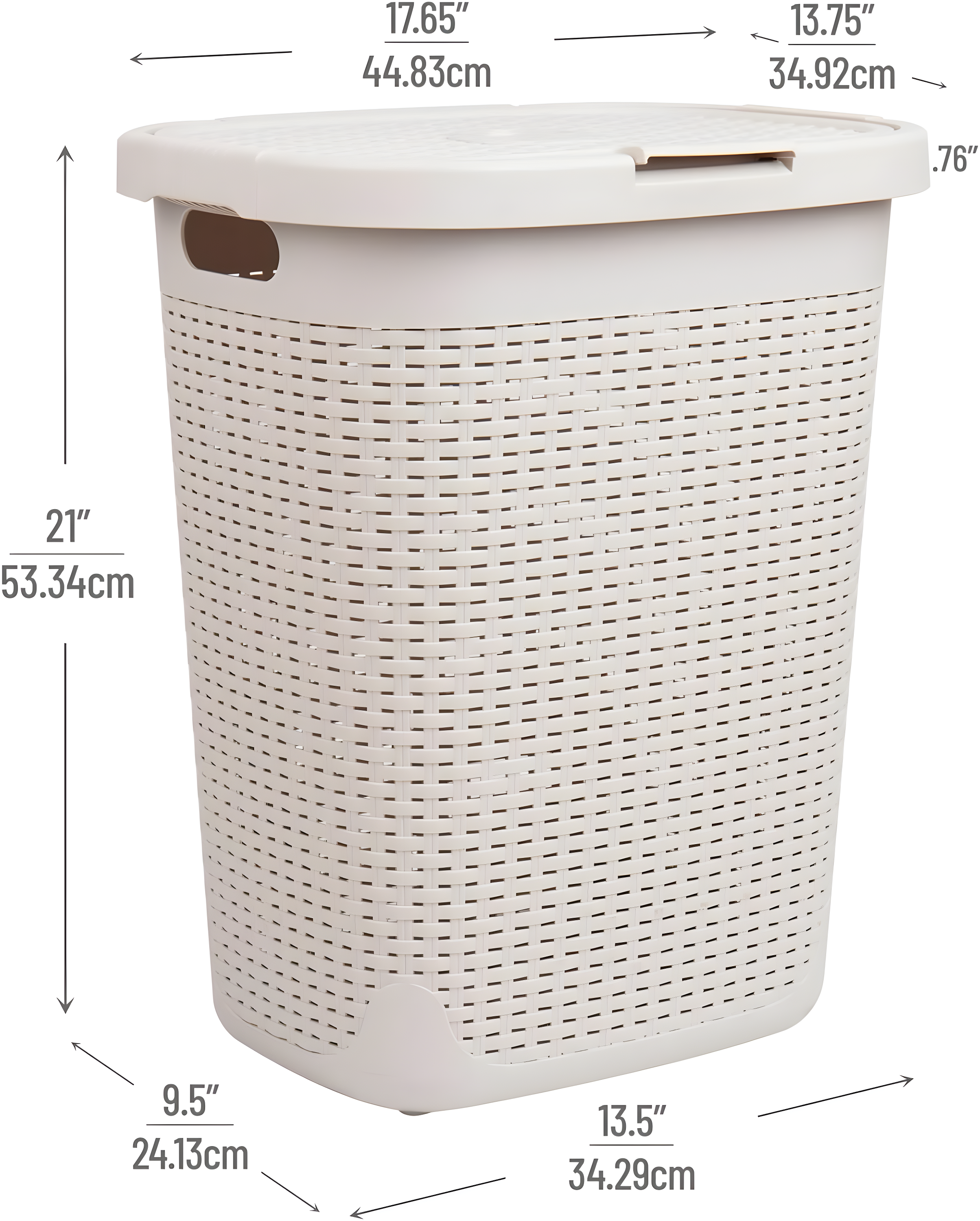 Mind Reader Mind Reader 50L Slim Laundry Hamper, Clothes Basket, Lid, Wicker Design, Plastic