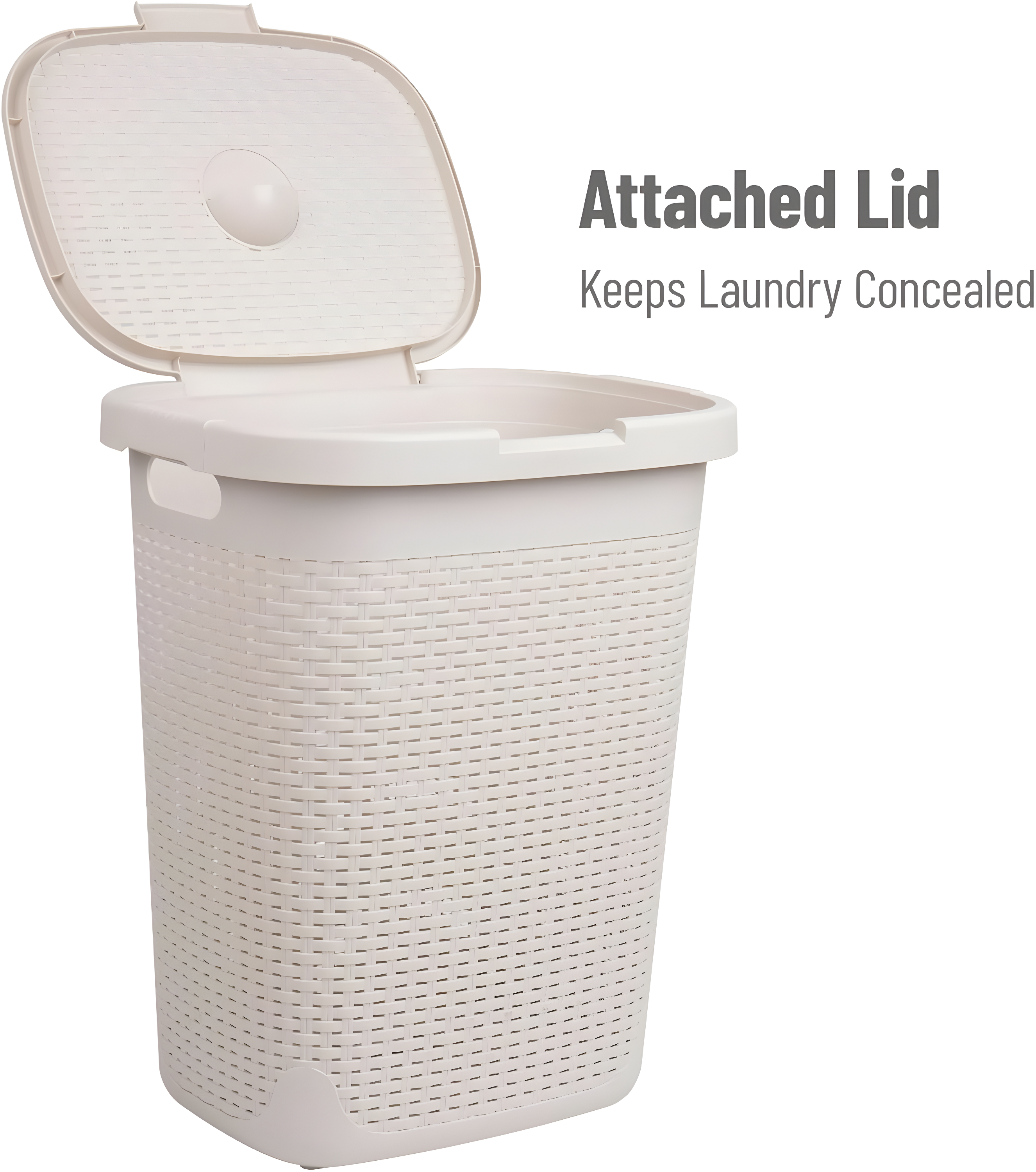 Mind Reader Mind Reader 50L Slim Laundry Hamper, Clothes Basket, Lid, Wicker Design, Plastic