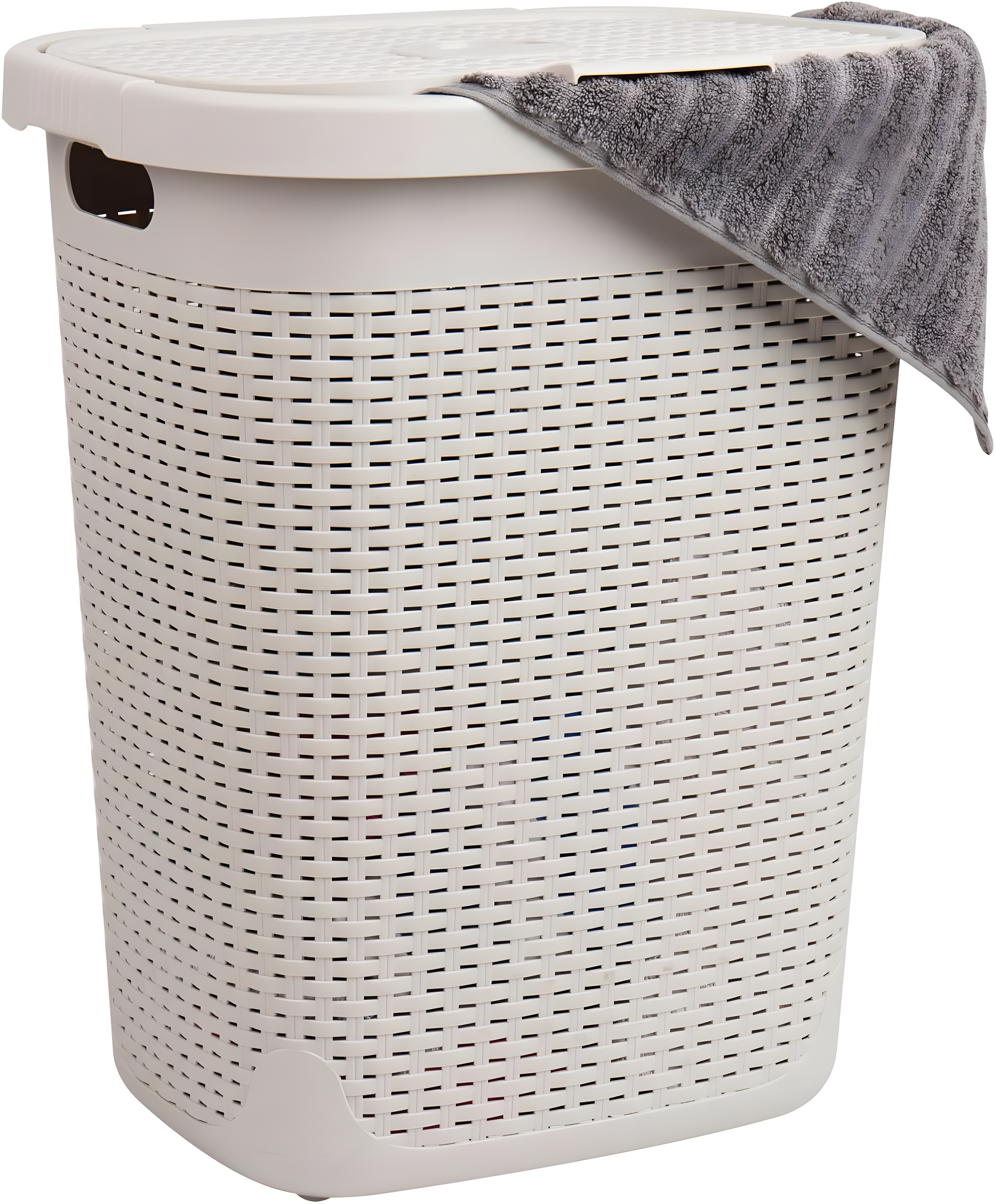 Mind Reader Mind Reader 50L Slim Laundry Hamper, Clothes Basket, Lid, Wicker Design, Plastic