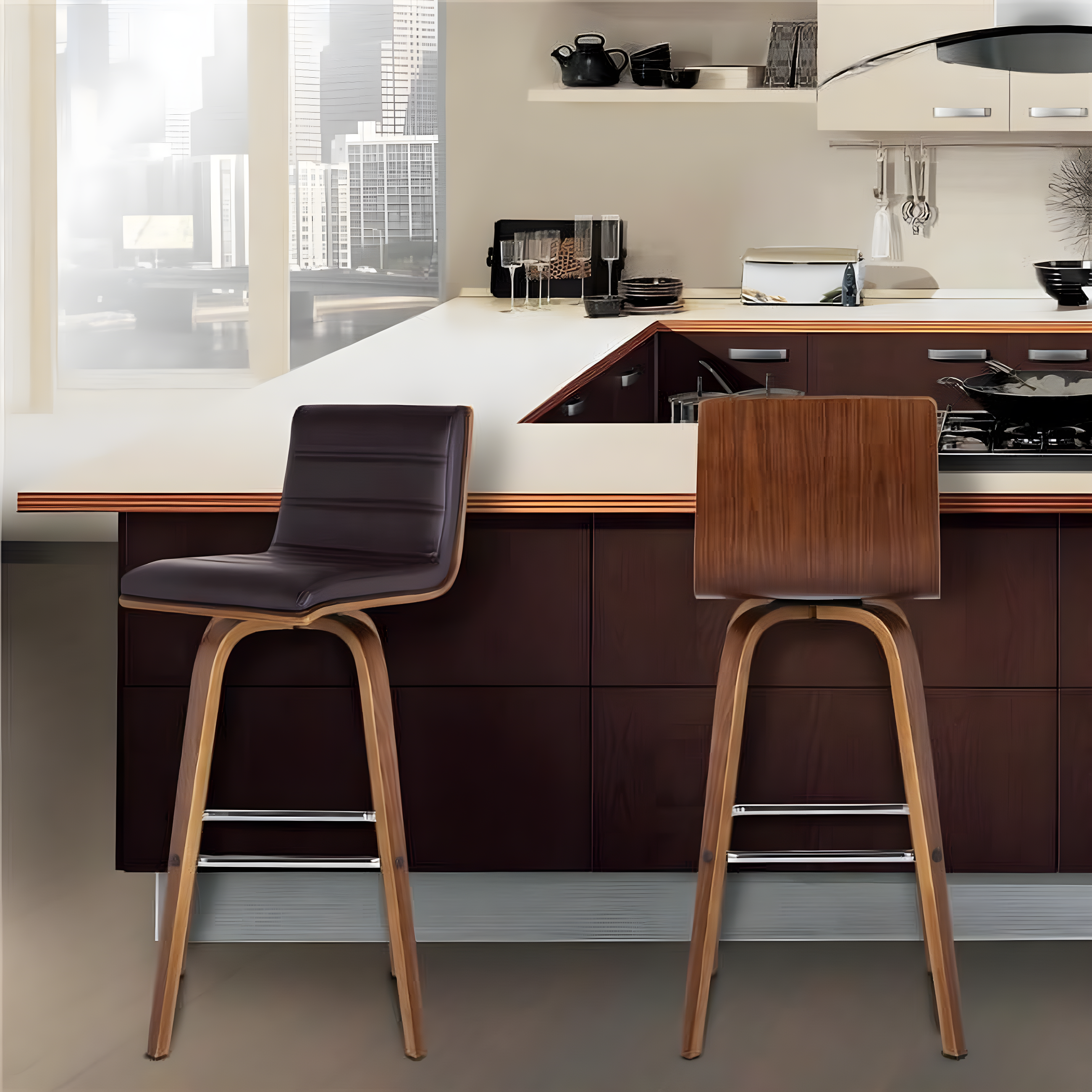 26" Vienna Faux Leather Counter Height Barstool - Armen Living