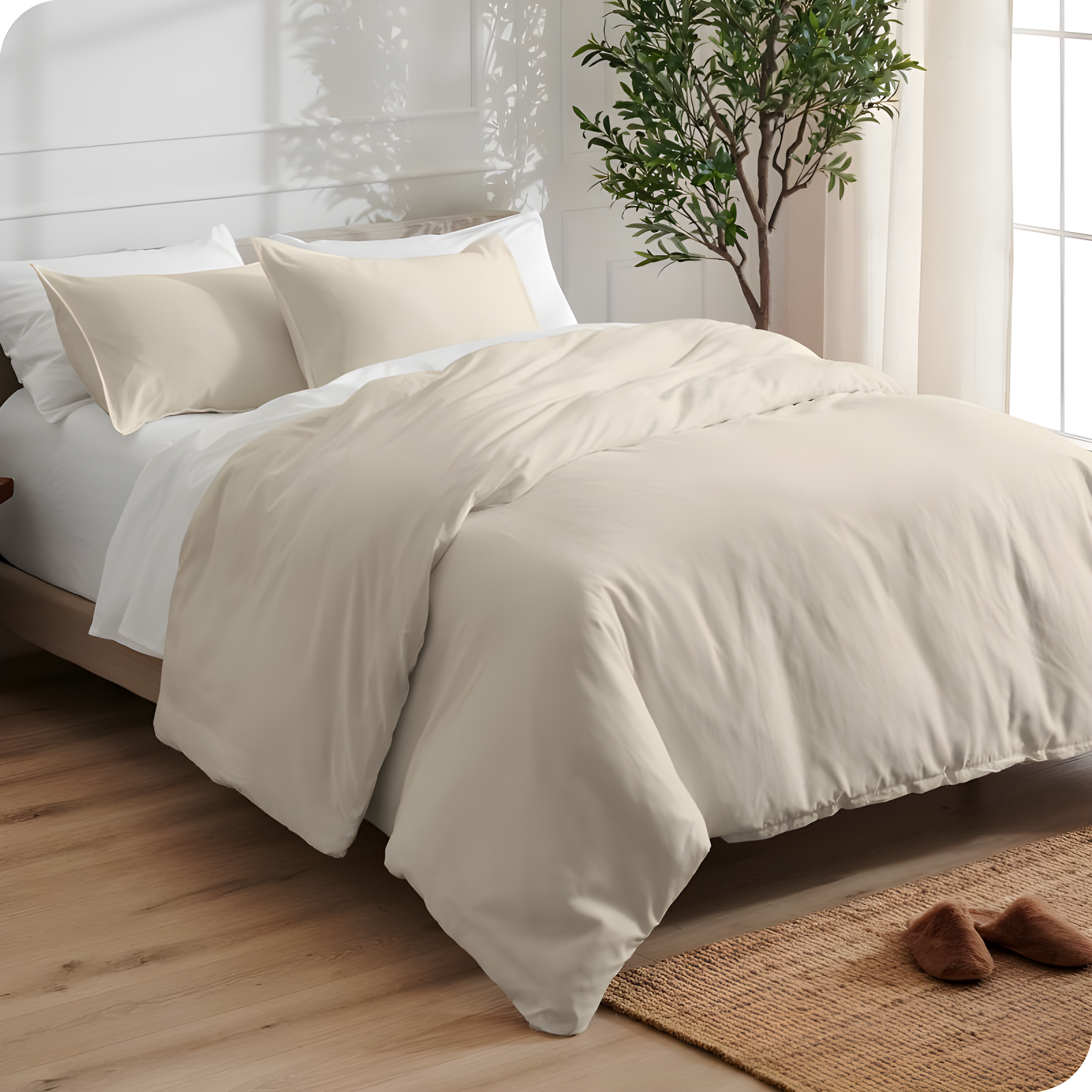 Bare Home Washed Microfiber Duvet Cover Set