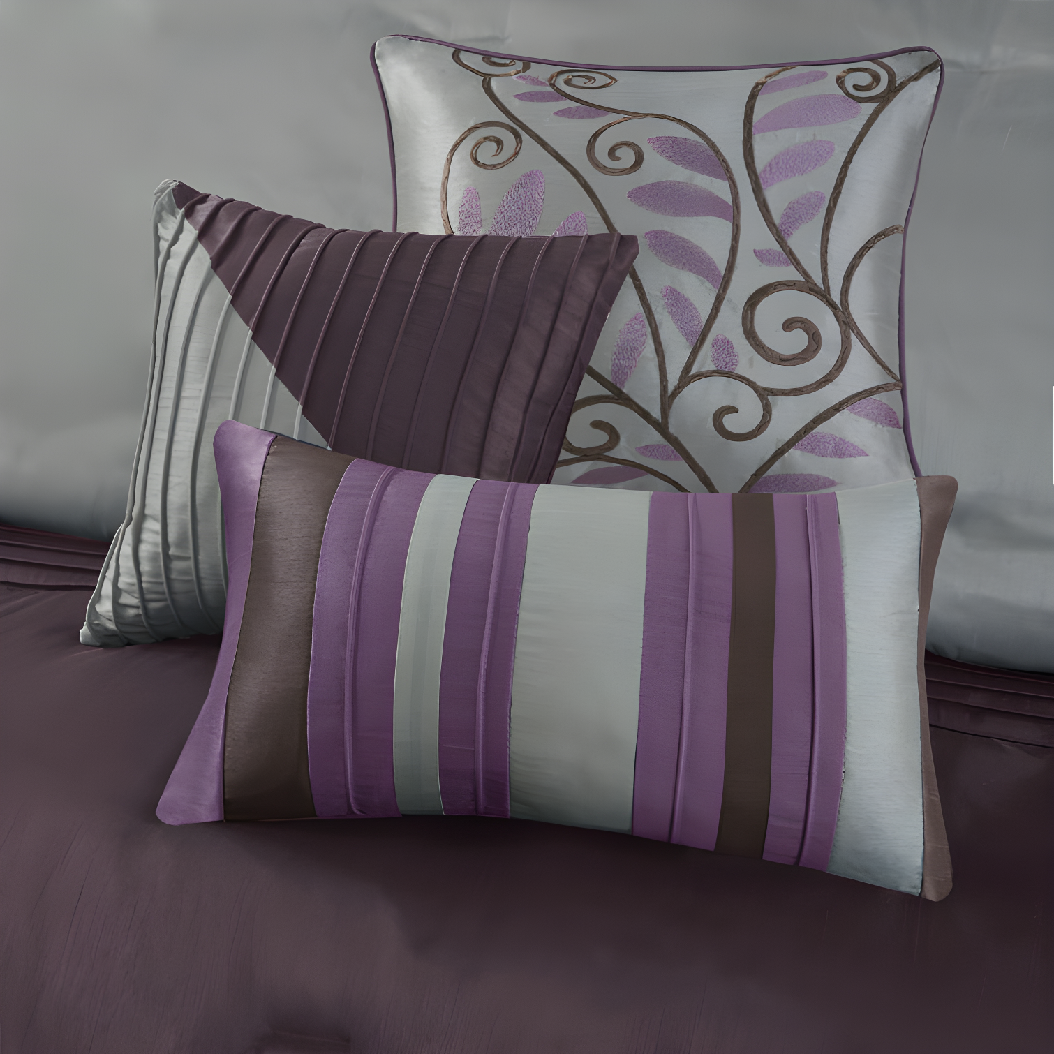 Madison Park Amherst 7 Piece Striped and Pleated Comforter Set