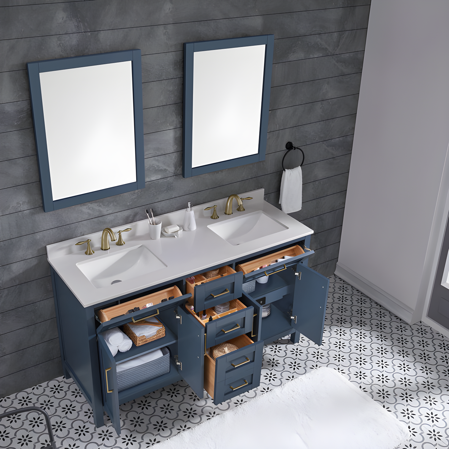 OVE Decors Tahoe 60" Double Bathroom Vanity Set