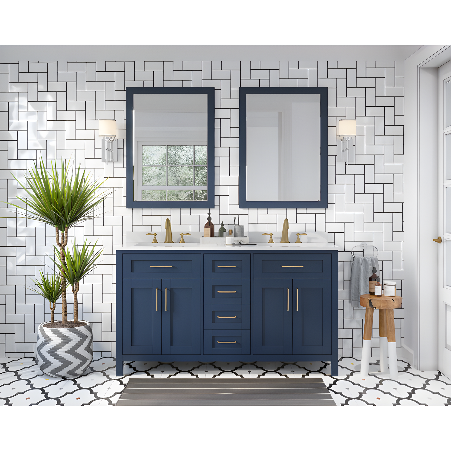 OVE Decors Tahoe 60" Double Bathroom Vanity Set